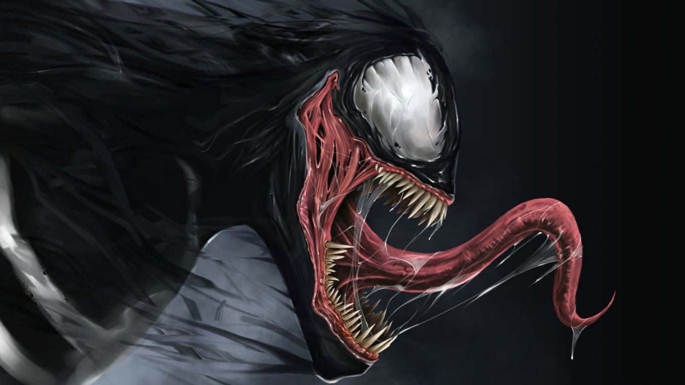 Venom, glowing white eyes, sharp teeth, HD Desktop Wallpaper