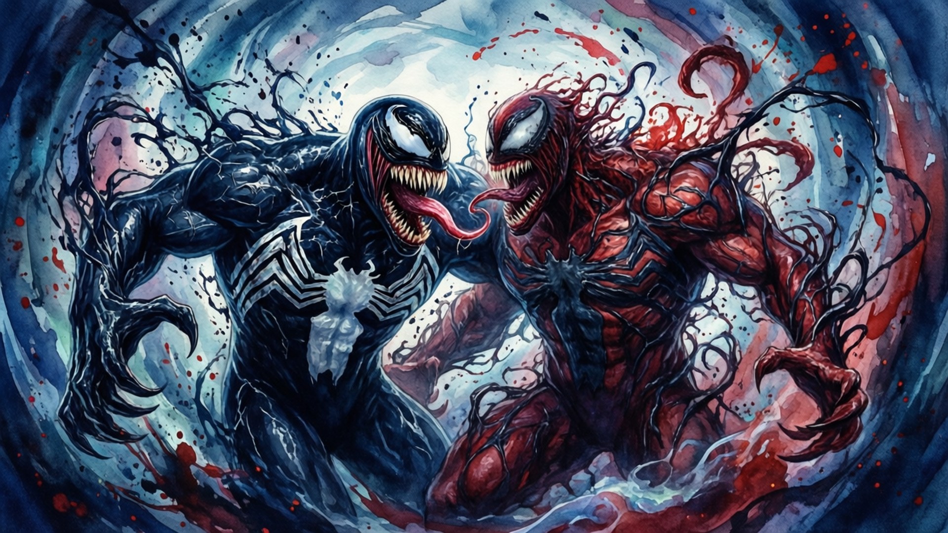Venom, Carnage, symbiote vortex, Full HD Desktop Wallpaper