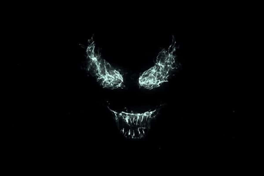 Venom Logo, glowing white skull, jagged teeth, SD Desktop Wallpaper