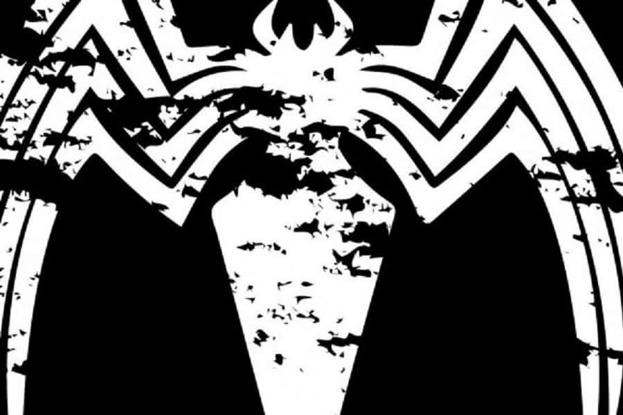 Venom Logo, black and white, distressed spider emblem, SD Desktop Wallpaper