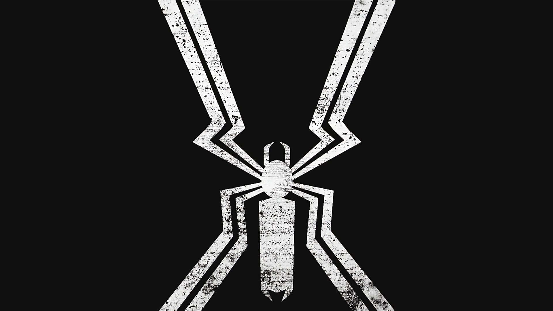 Venom Logo, white spider emblem, geometric lines, Full HD Desktop Wallpaper