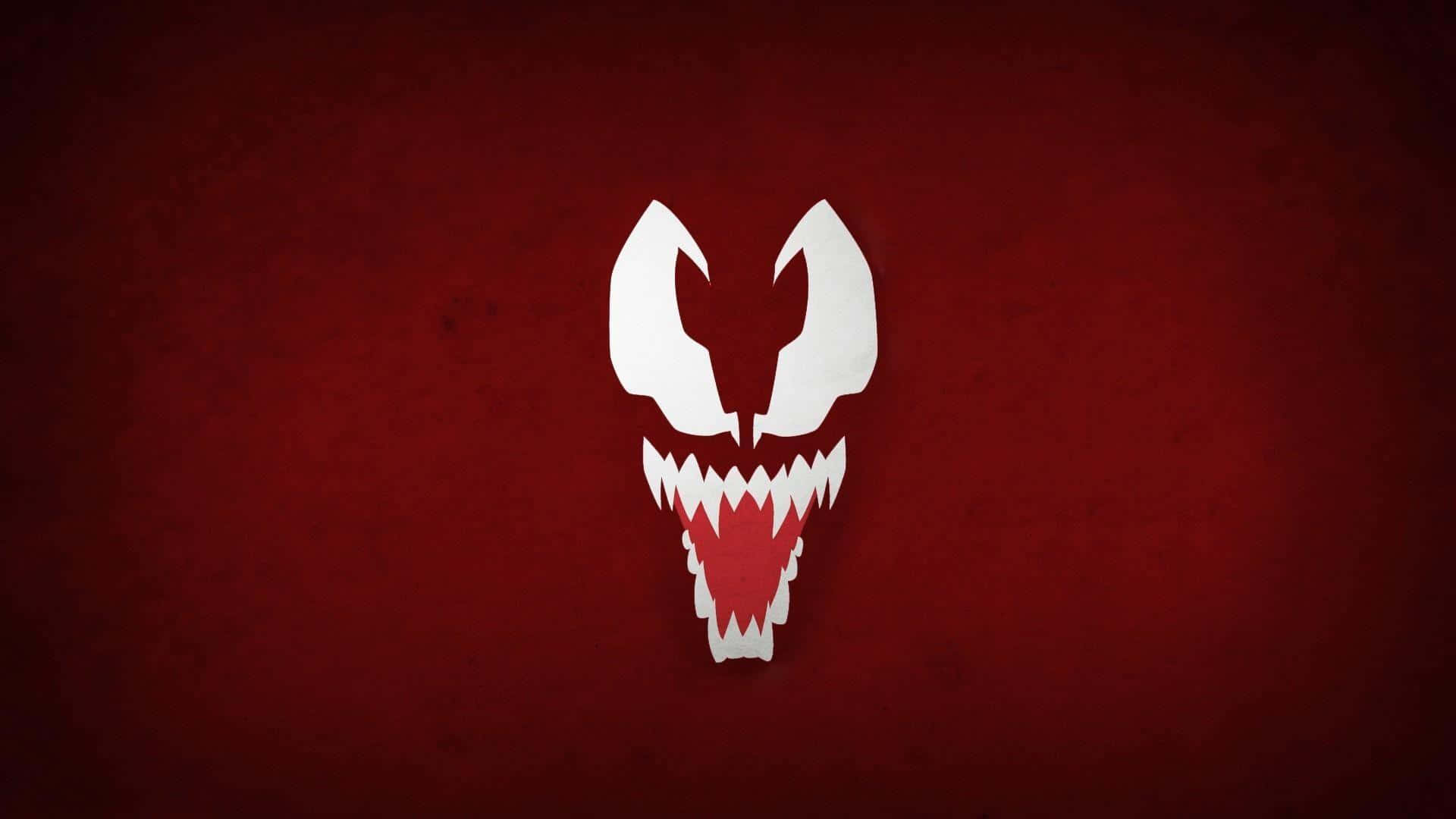 Venom logo, white Venom logo, sharp teeth, Full HD Desktop Wallpaper