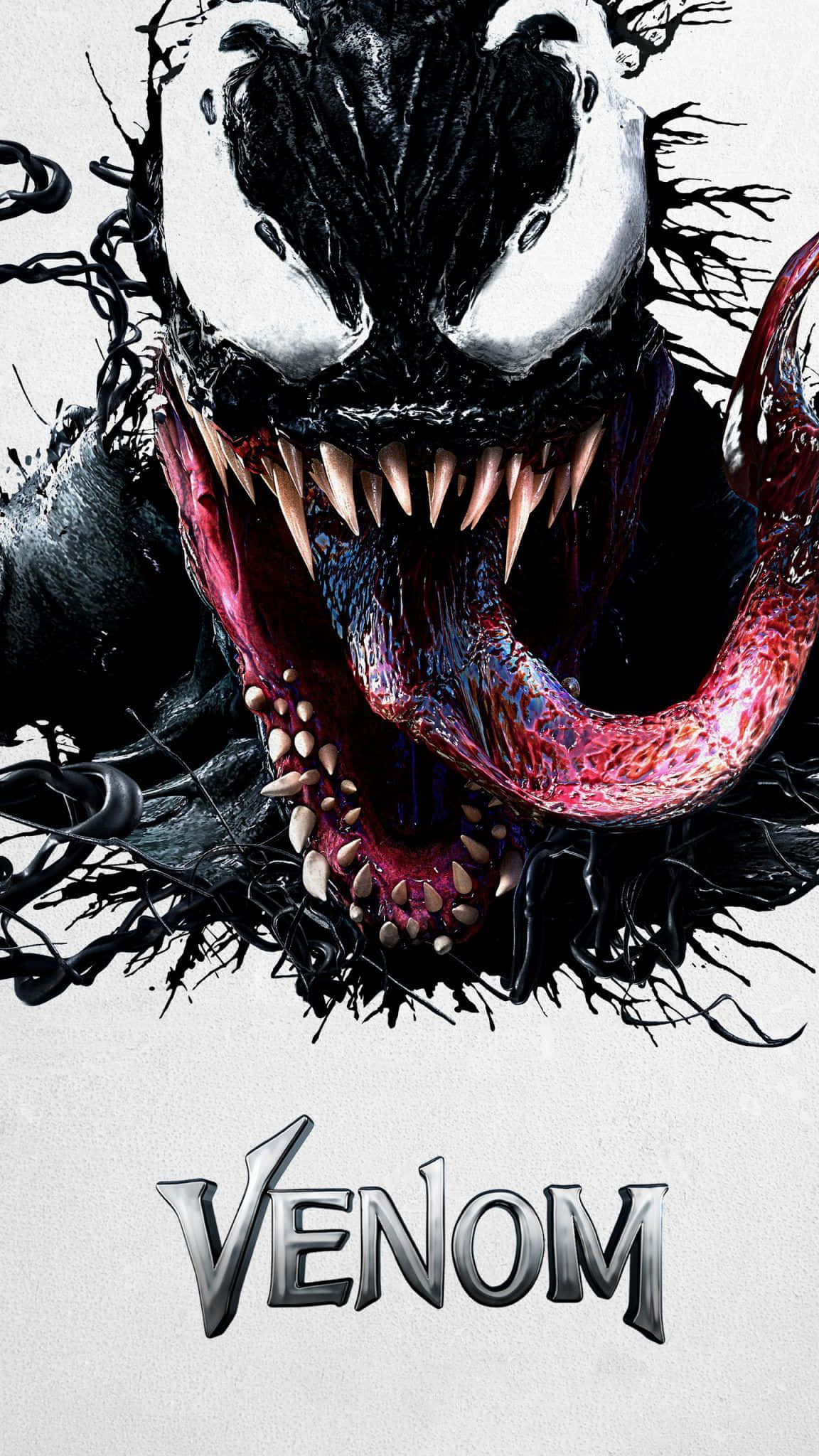 Venom, glowing white eyes, gaping mouth, Full HD Phone Wallpaper
