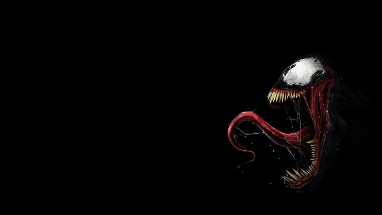 Venom, glowing white eyes, sharp teeth, SD Desktop Wallpaper