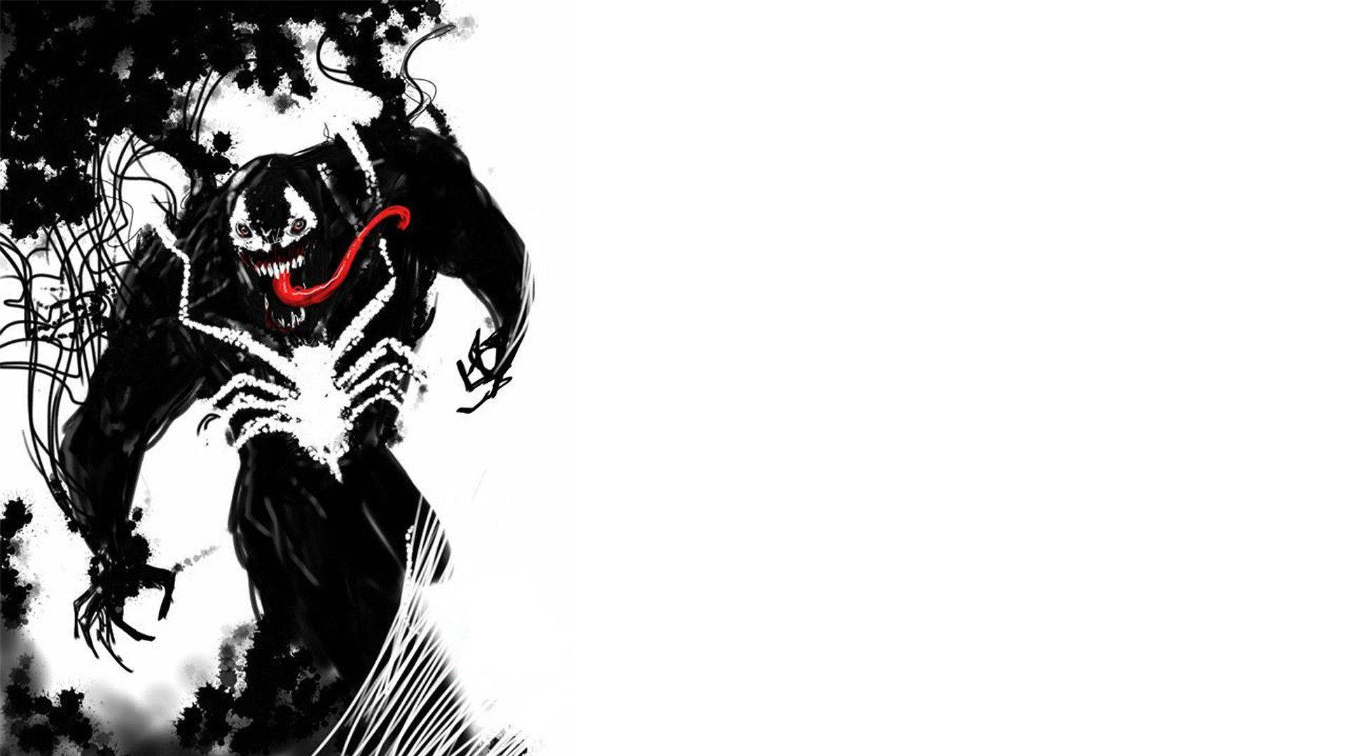 Venom, alien symbiote, glowing red tongue, Full HD Desktop Wallpaper
