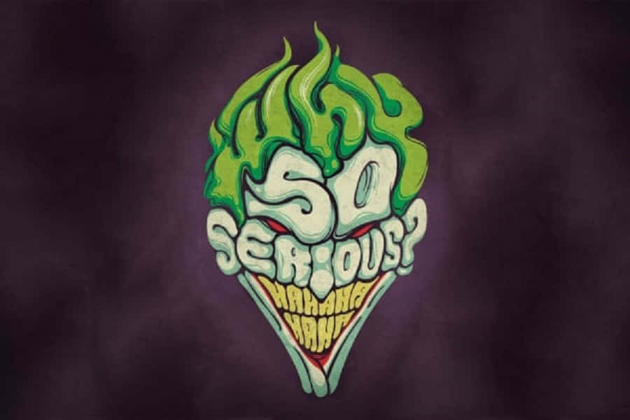 Venom Logo, green-haired jester face, wide grin, SD Desktop Wallpaper