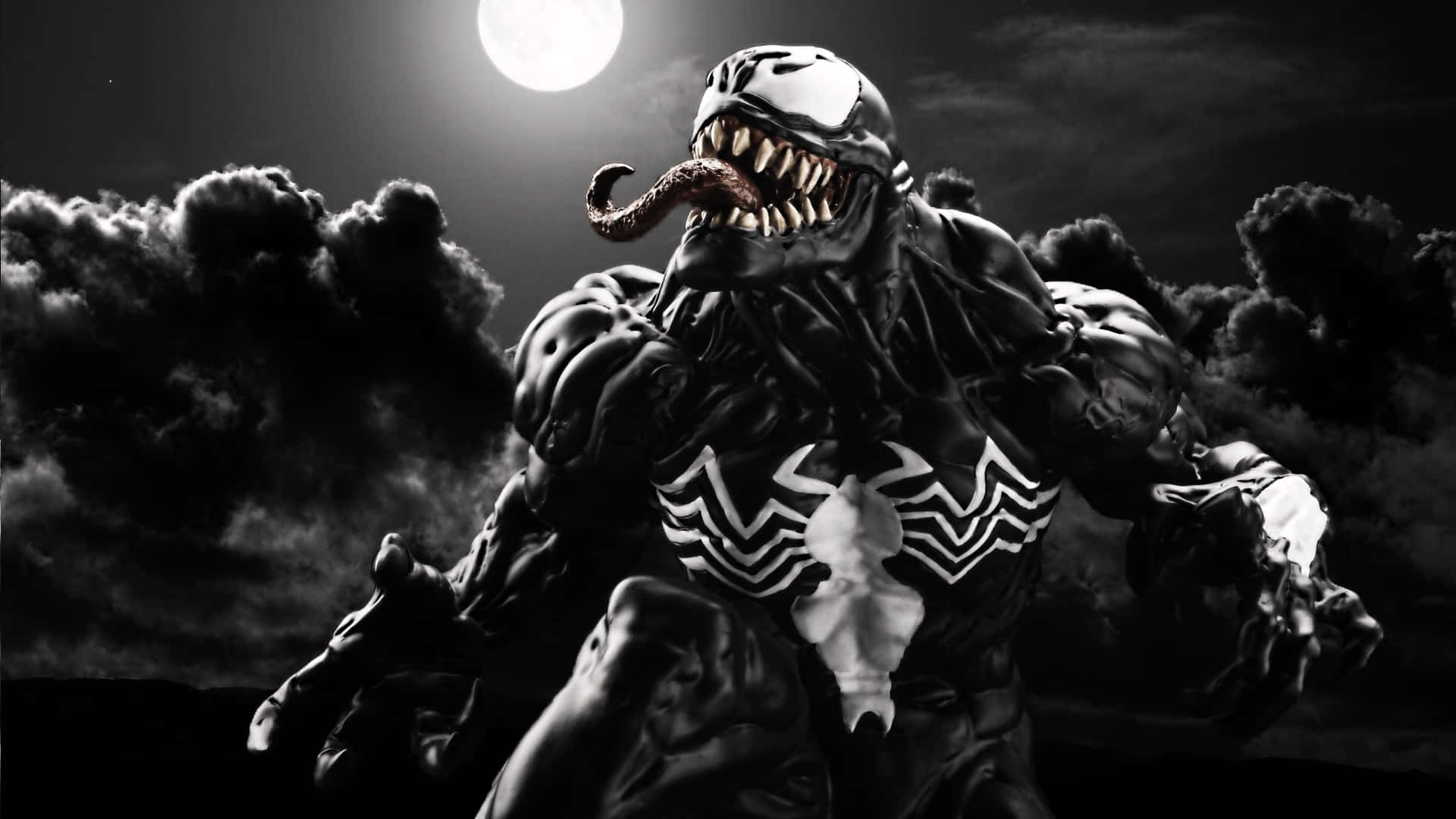 Venom, full moon, dark clouds, Full HD Desktop Wallpaper