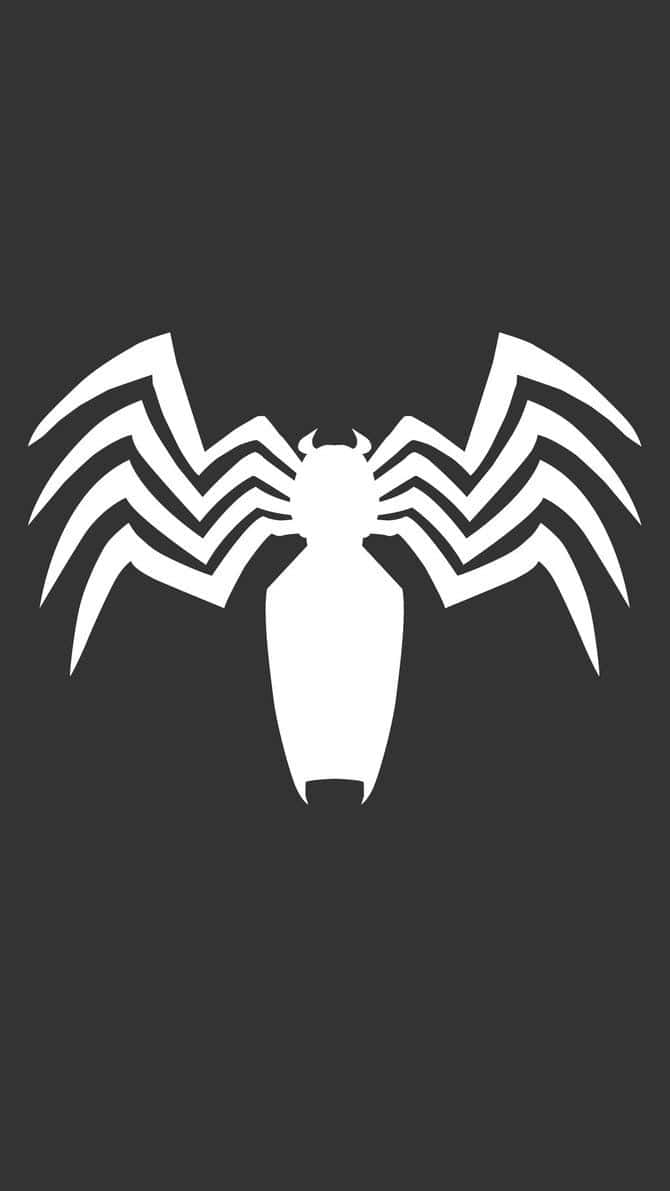 Venom Logo, white stylized spider logo, sharp angular legs, SD Phone Wallpaper
