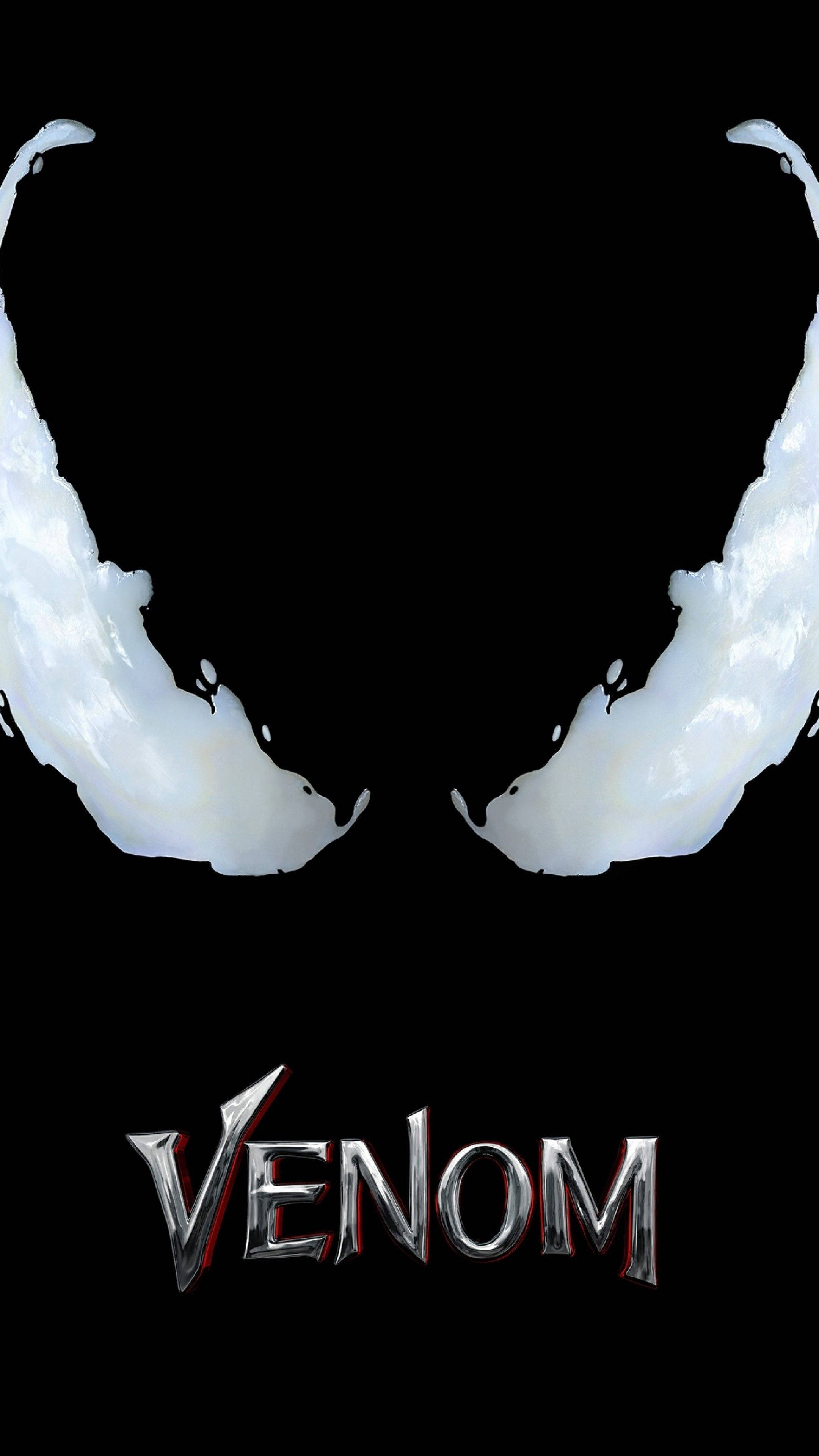 Venom Movie, 2018, glossy white alien fangs, 4K Phone Wallpaper