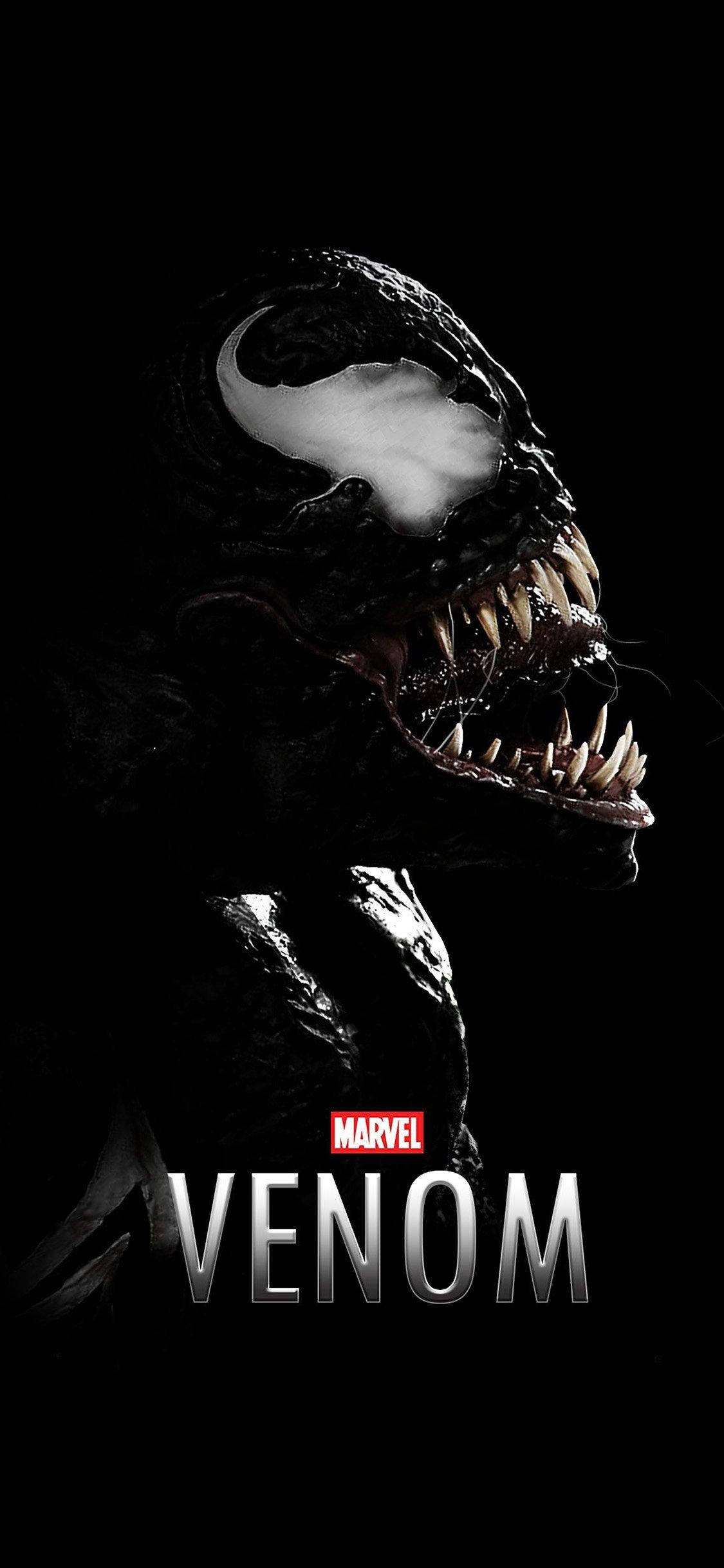 Venom, symbiote head, glowing white mouth, Full HD Phone Wallpaper