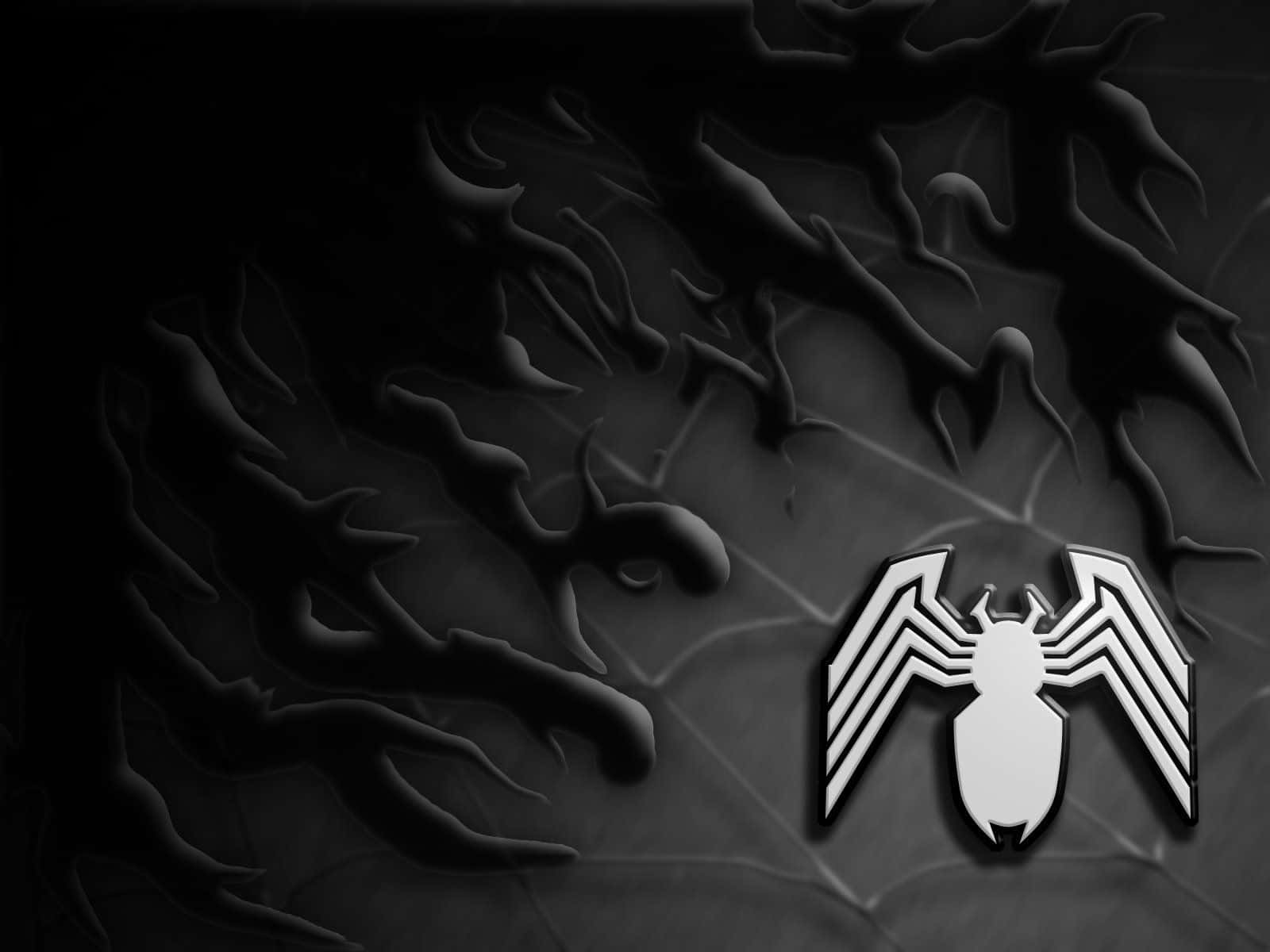 Black Venom, symbiote, white stylized spider emblem, HD Desktop Wallpaper
