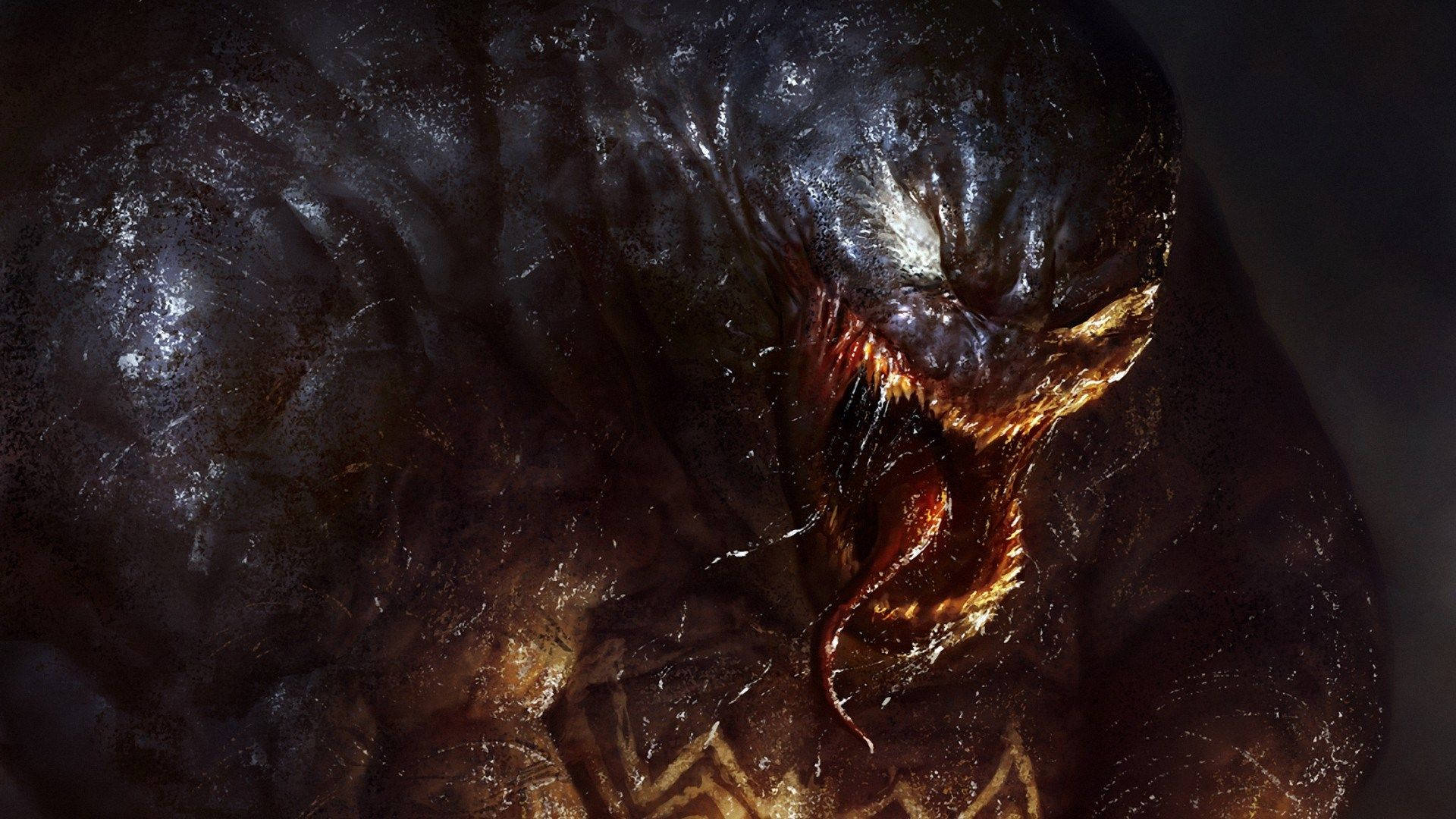 Venom Movie, symbiote, glowing red eyes, Full HD Desktop Wallpaper