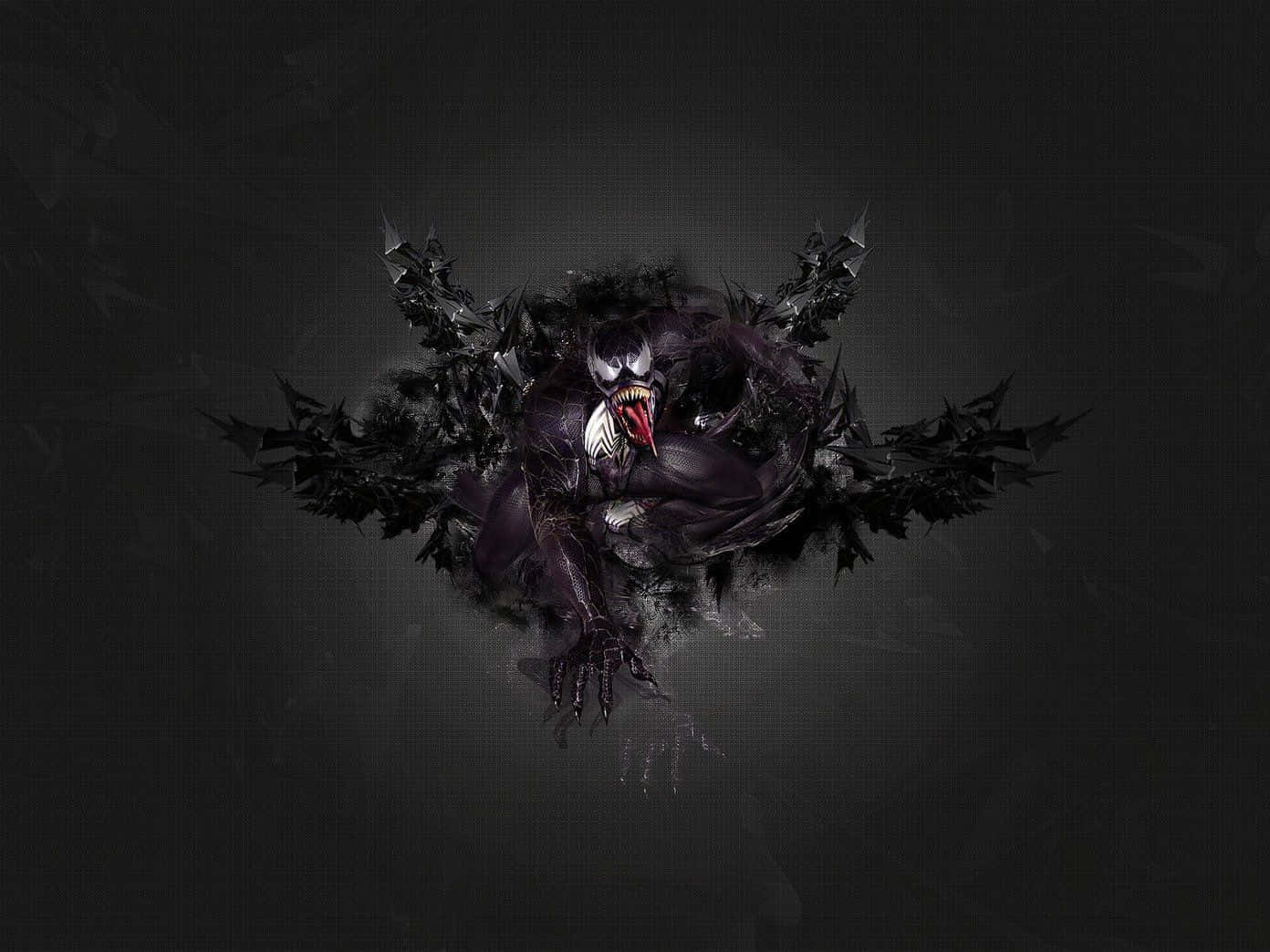 Black Venom, Venom character, shattered surface, HD Desktop Wallpaper