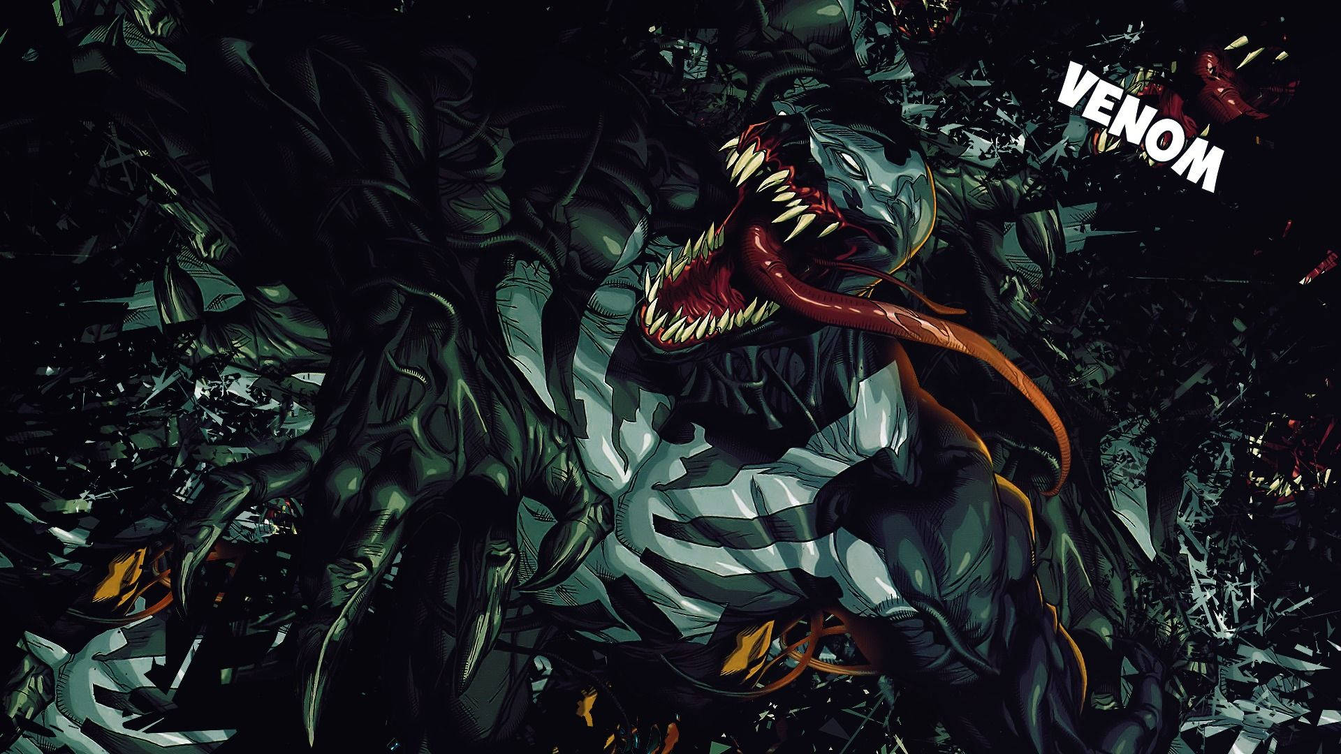 Venom Movie, alien symbiote, glowing red tongue, Full HD Desktop Wallpaper