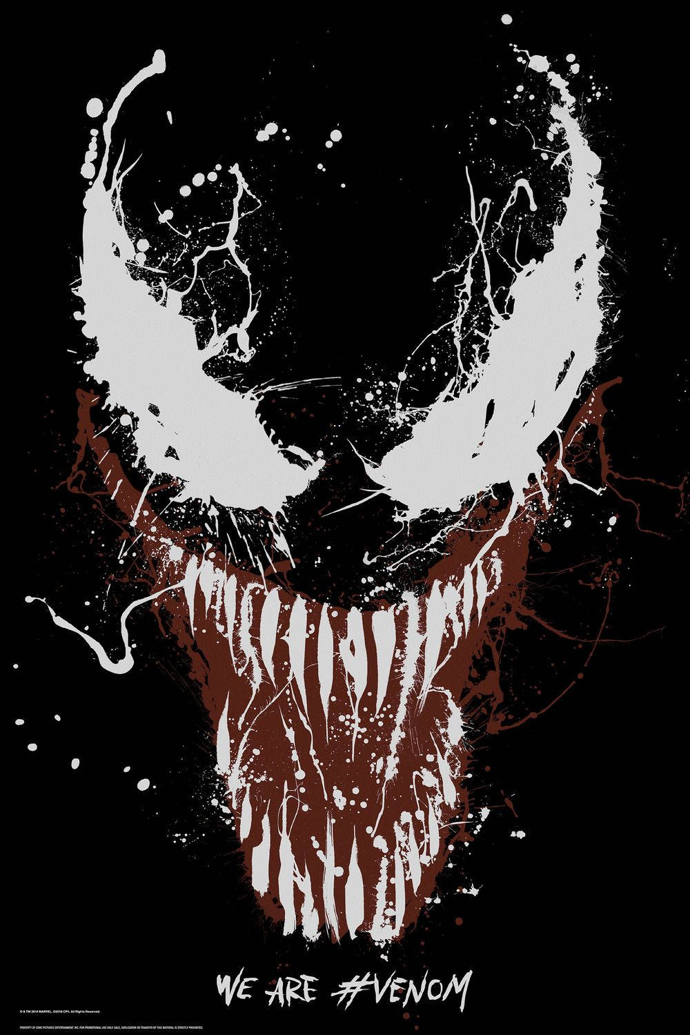 Venom Movie, Venom mask, white and red splatter-style, HD Phone Wallpaper