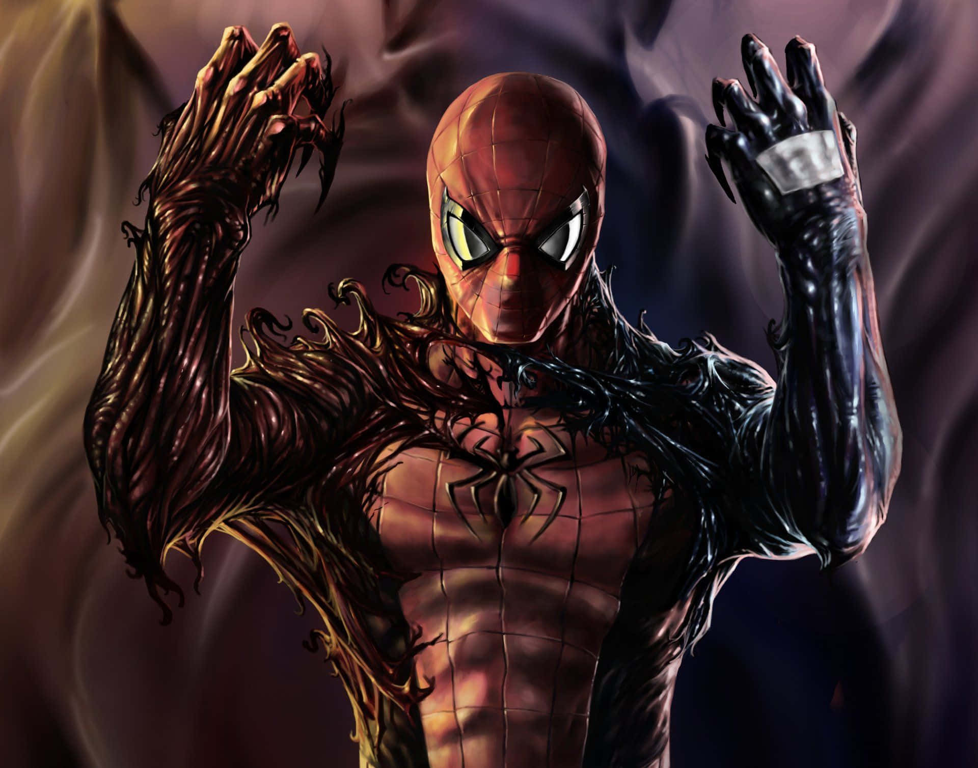 Venom Spider Man, symbiote, glowing eyes, Full HD Desktop Wallpaper