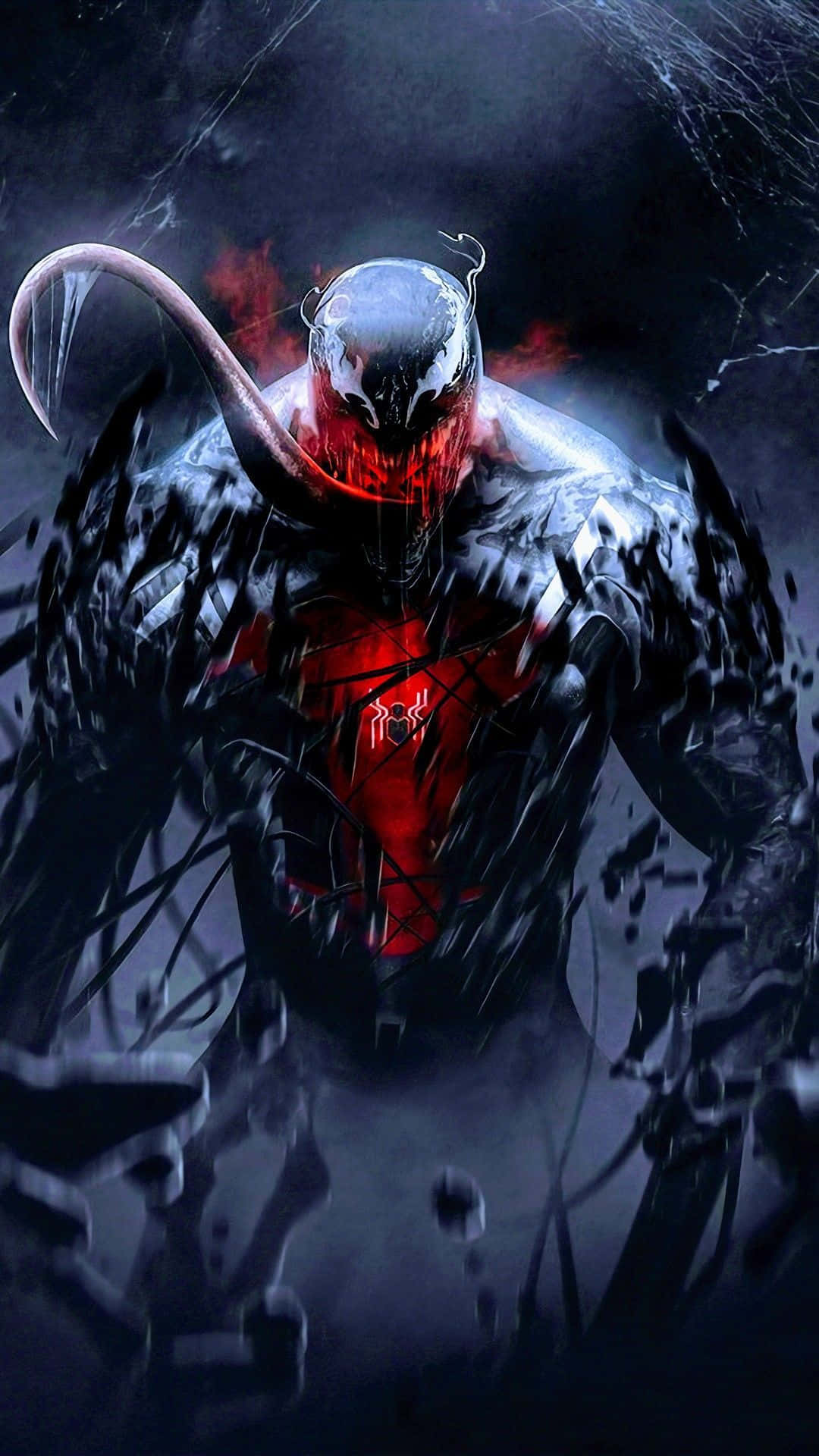 Venom, Spider Man, glowing red eyes, Full HD Phone Wallpaper