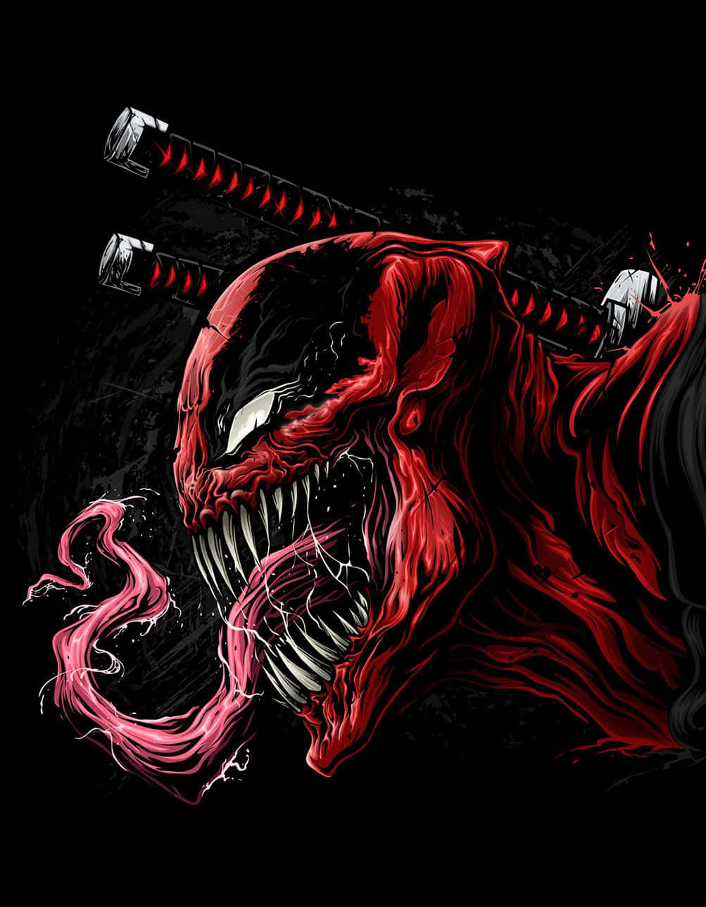 Venomized, red Venom, glowing white eyes, HD Phone Wallpaper