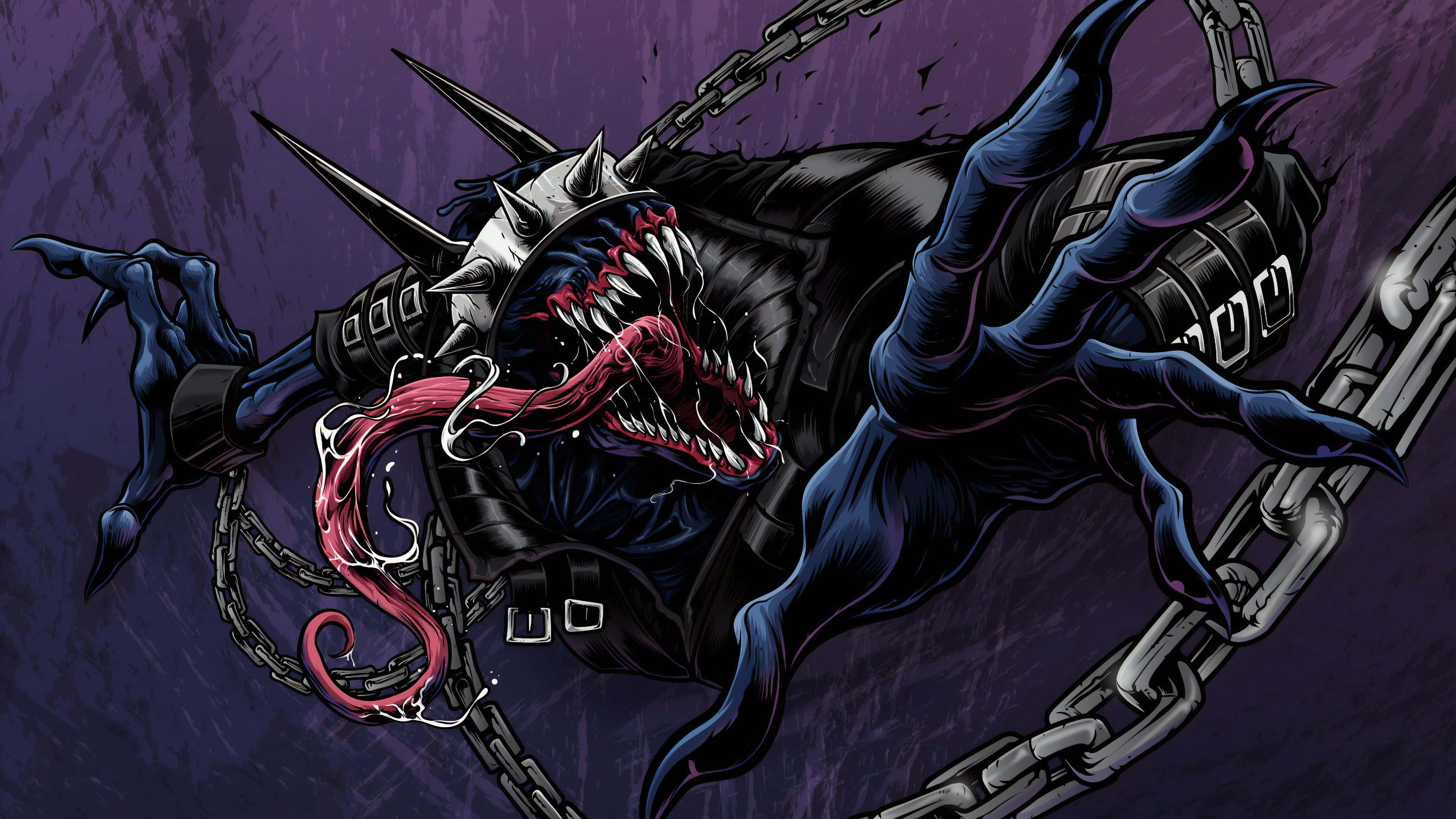Venomized, blue symbiote, sharp spikes, 4K Desktop Wallpaper