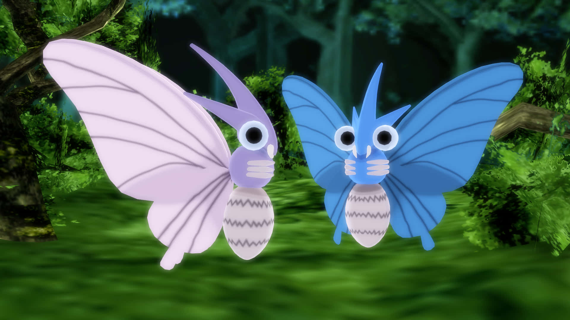 Venomoth, purple, blue, Full HD Desktop Wallpaper