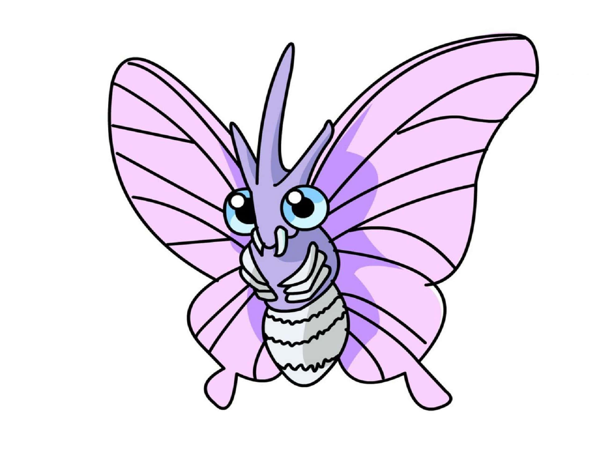 Venomoth, thick black outlines, blue eyes, Full HD Desktop Wallpaper