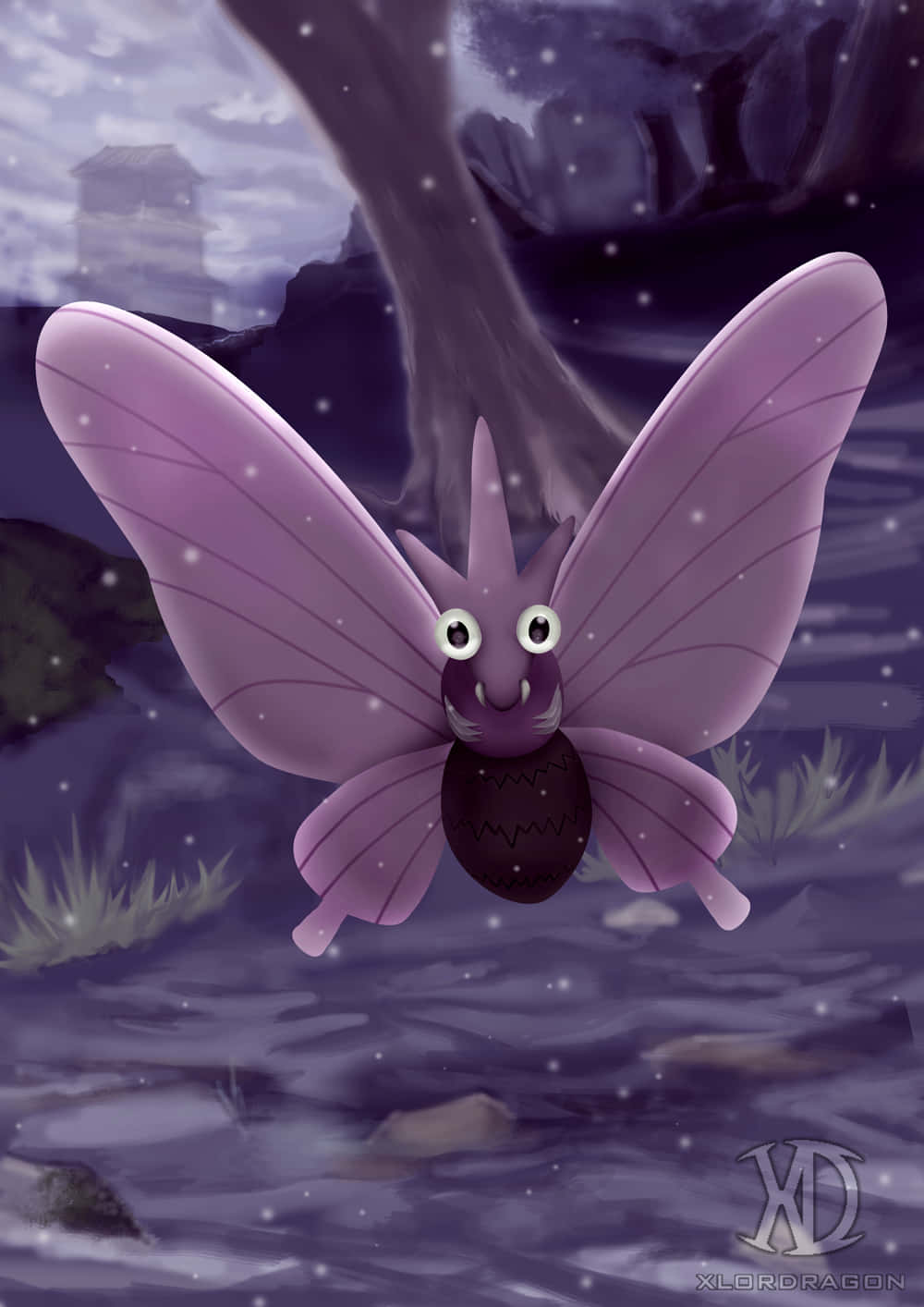 Venomoth, purple, large eyes, HD Phone Wallpaper
