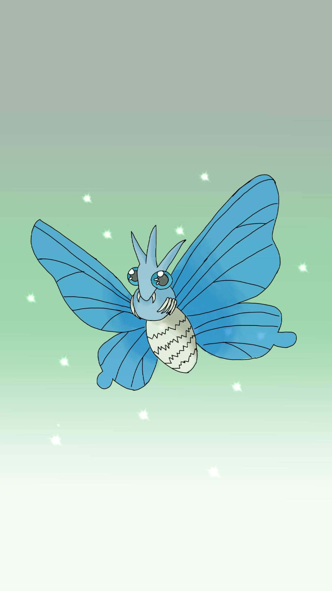 Shiny Venomoth, blue, zigzag-patterned body, Full HD Phone Wallpaper