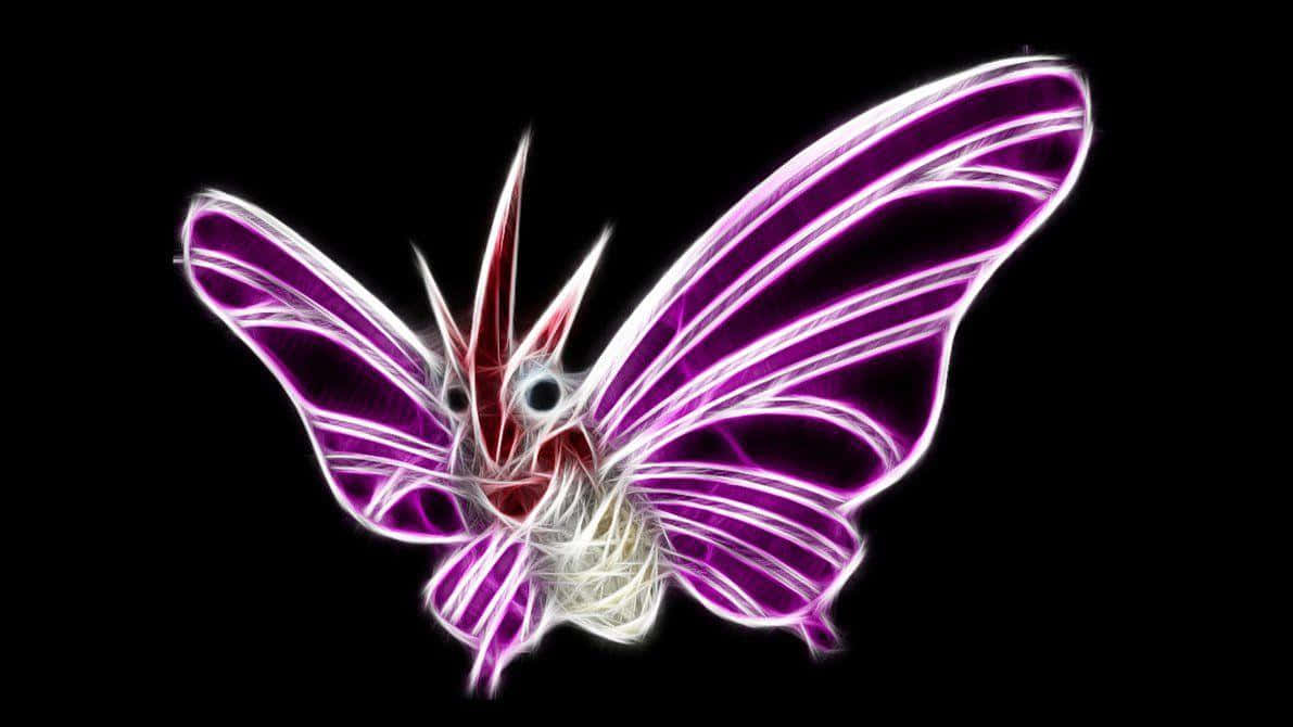Venomoth, neon purple, white, SD Desktop Wallpaper