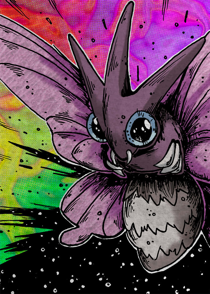 Venomoth, purple, blue eyes, SD Phone Wallpaper