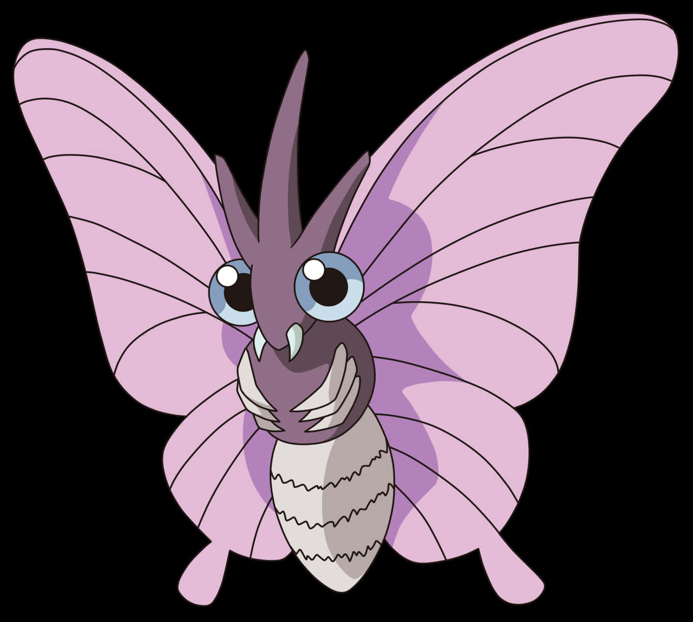 Venomoth, blue eyes, pink wings, HD Desktop Wallpaper