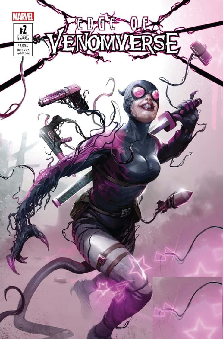 Venomverse, pink eyes, purple symbiote tendrils, SD Phone Wallpaper