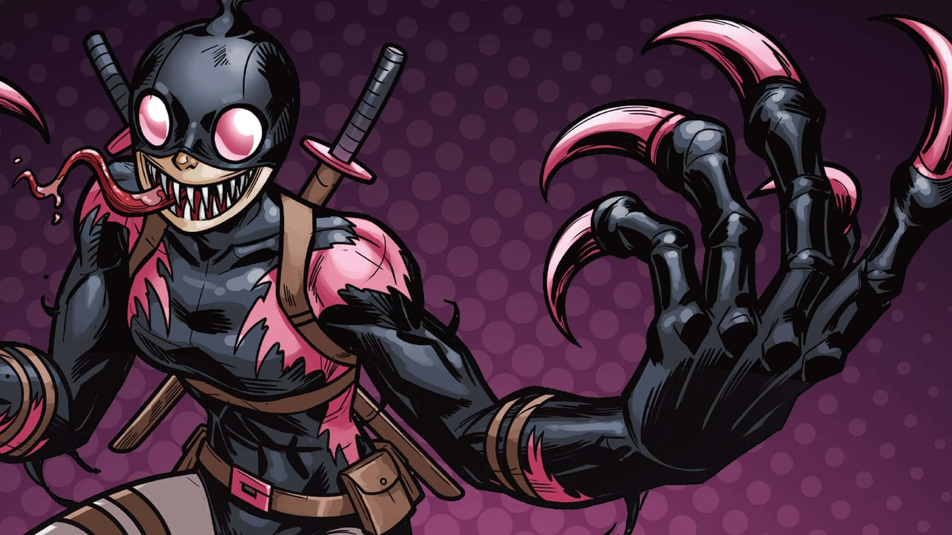 Venomverse, anime-style character, pink glowing eyes, Full HD Desktop Wallpaper