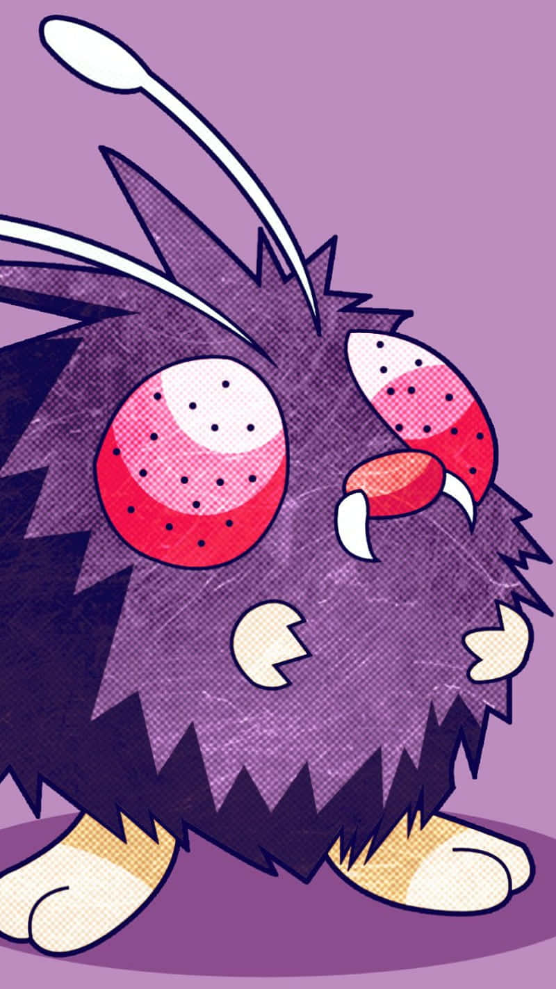 Venonat, bright purple background, strawberry eyes, HD Phone Wallpaper