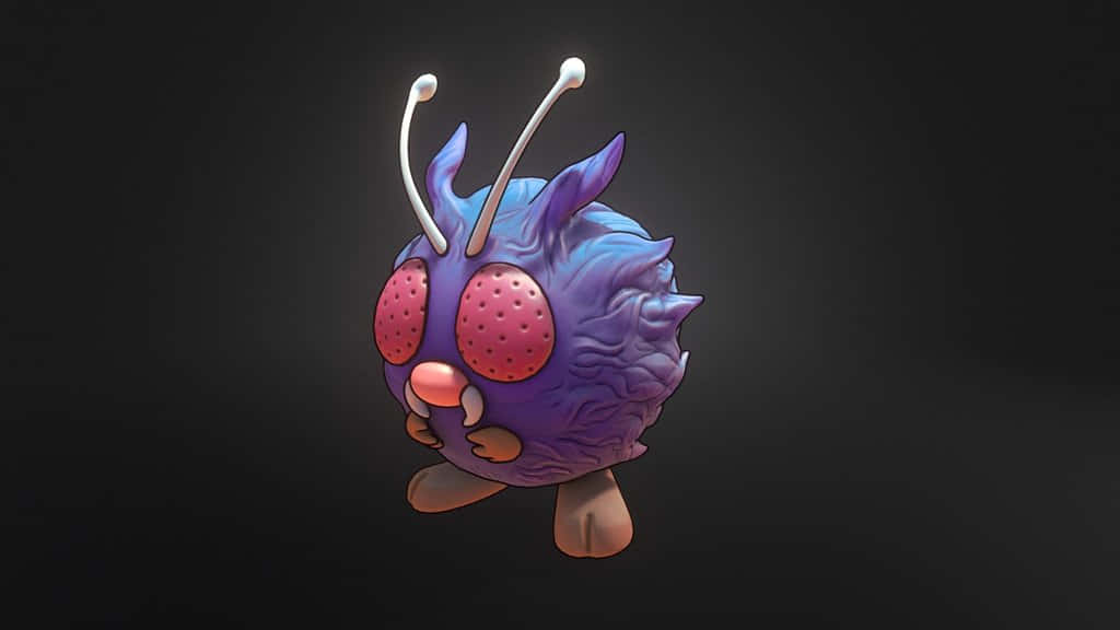 Venonat, purple, 3D-rendered, SD Desktop Wallpaper