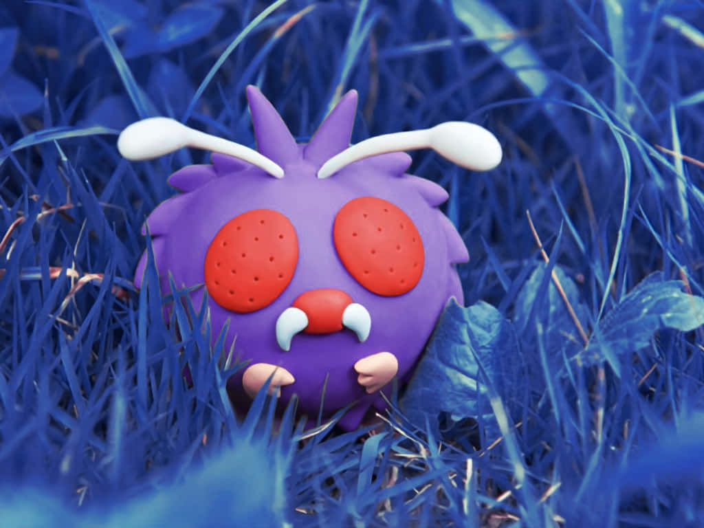 Venonat, purple plush toy, red eyes, SD Desktop Wallpaper