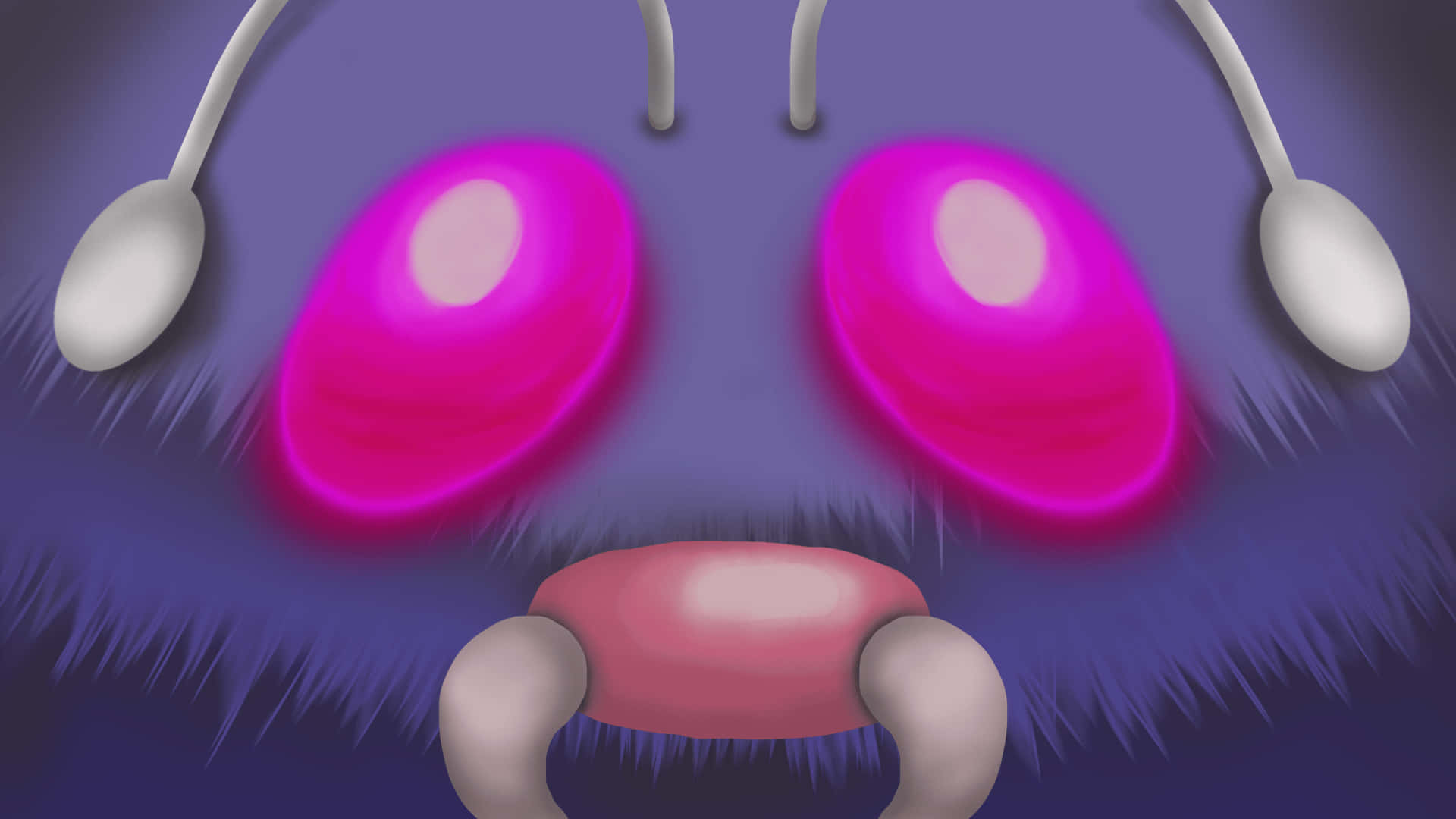 Venonat, glowing pink eyes, spoon-like antennae, Full HD Desktop Wallpaper