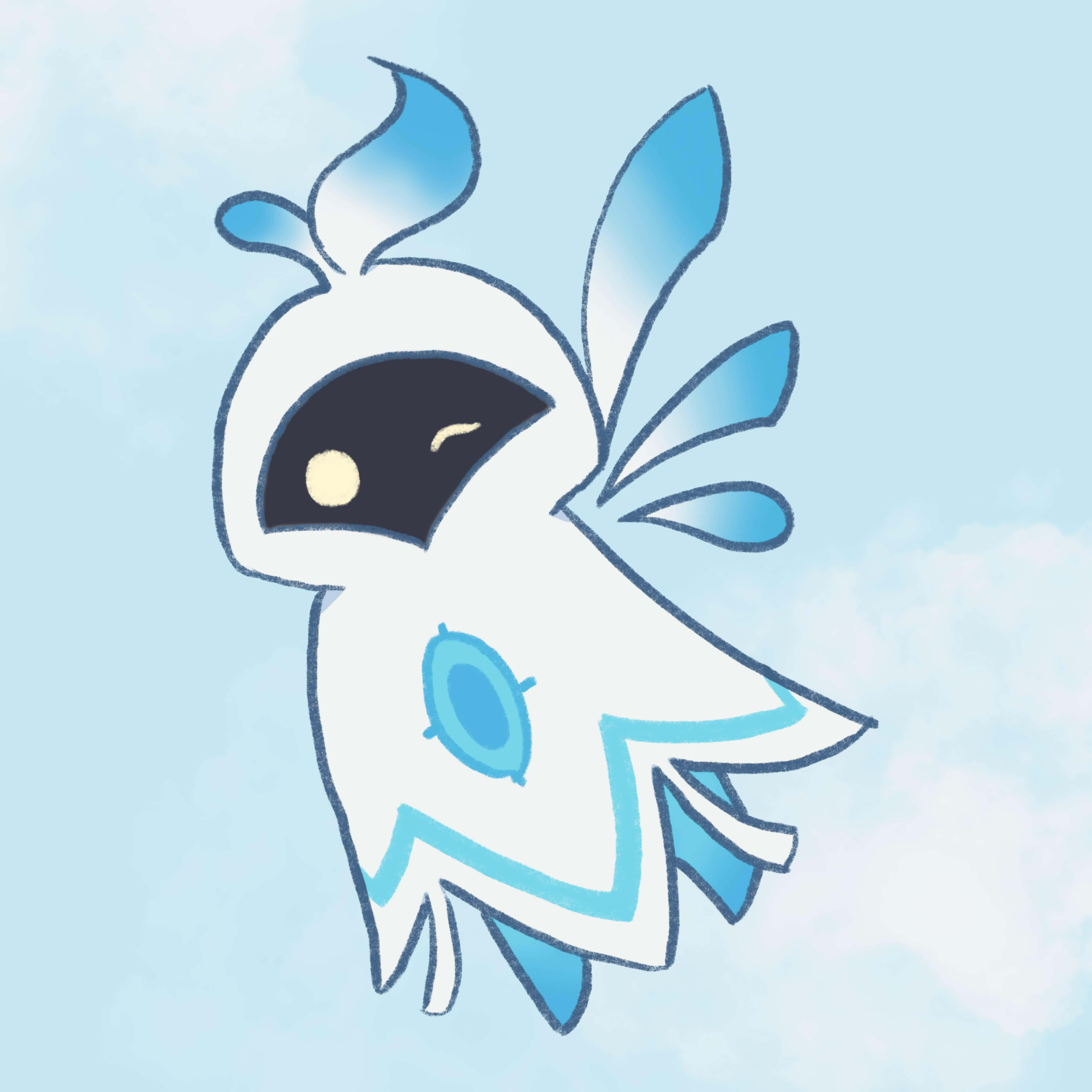 Venti, white and blue cartoon bird, single eye, 4K Desktop Wallpaper