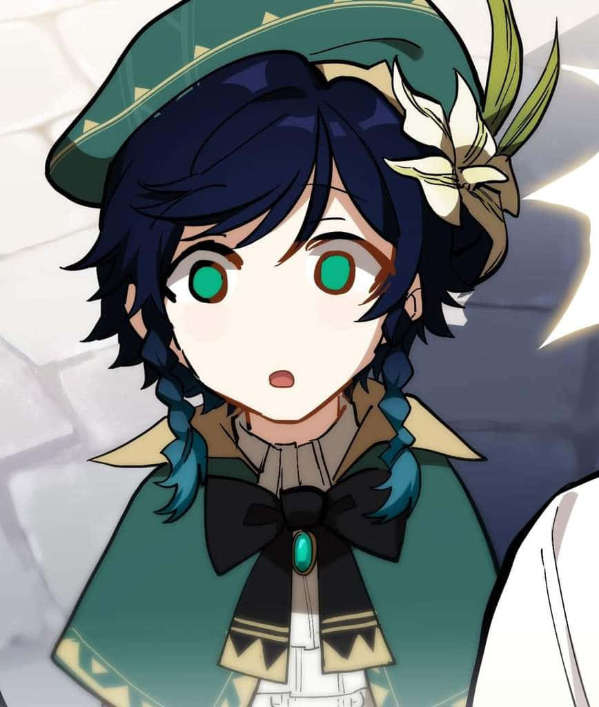 Venti, green hat, green cloak, SD Phone Wallpaper