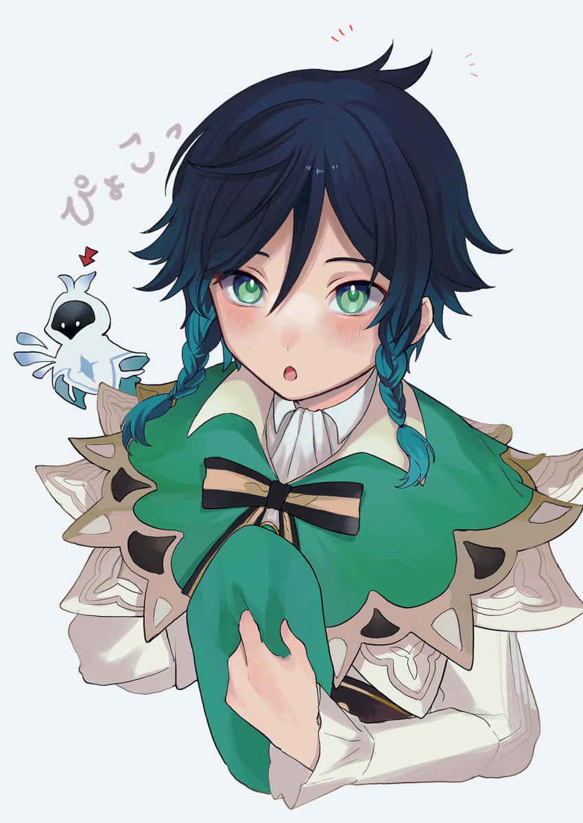 Venti, anime girl, green eyes, SD Phone Wallpaper