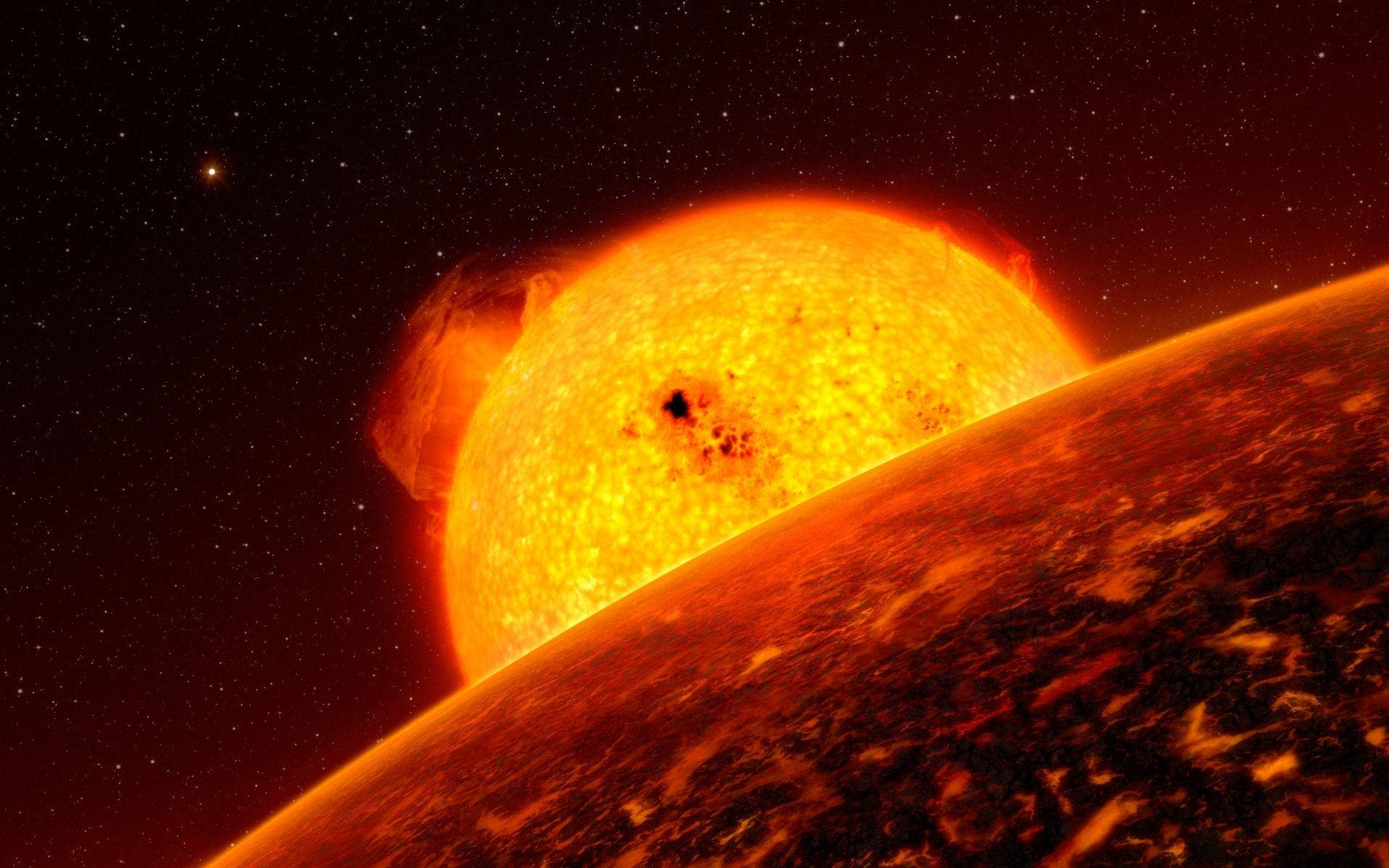 Venus, blazing sun, reddish alien planet, Full HD Desktop Wallpaper