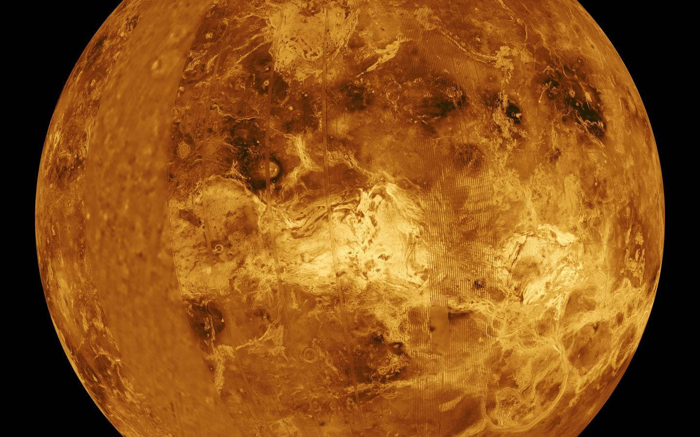 Venus, golden clouds, black void of space, HD Desktop Wallpaper