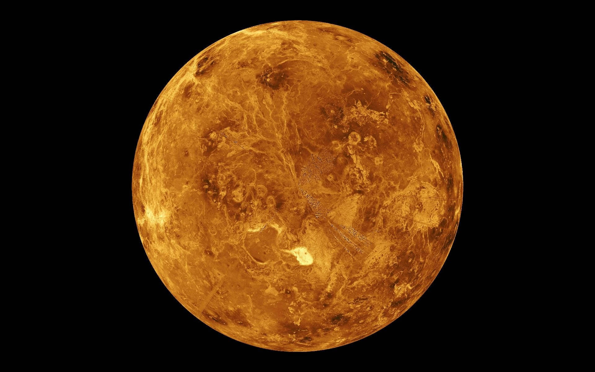 Venus, yellow-brown atmosphere, swirling golden clouds, Full HD Desktop Wallpaper