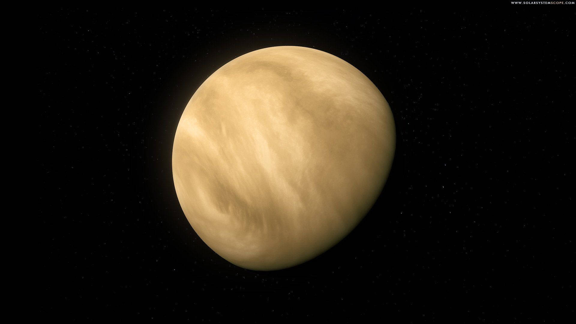 Venus, glowing yellowish planet, swirling clouds, Full HD Desktop Wallpaper