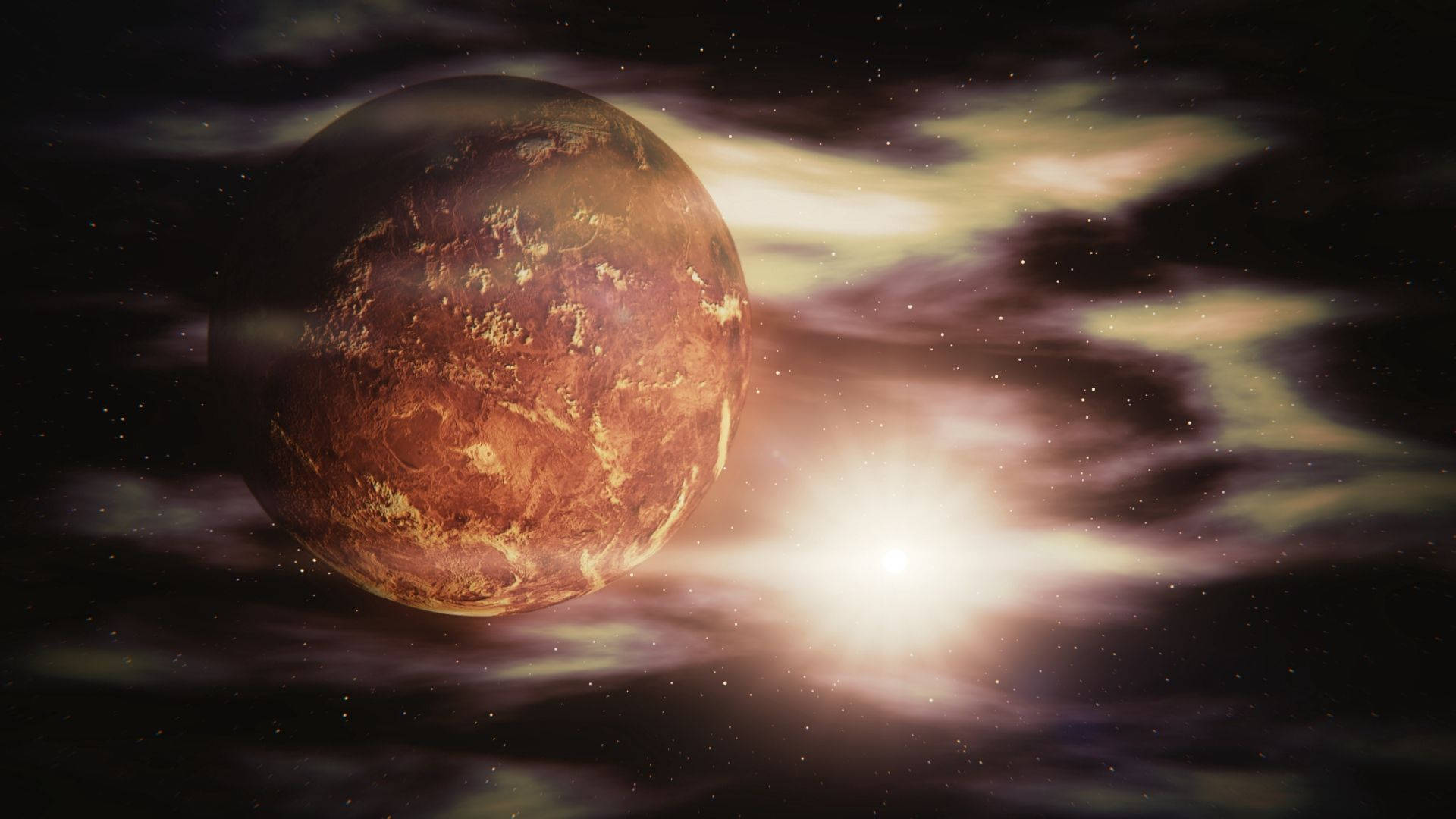 Venus, green smoke, rust-colored planet, Full HD Desktop Wallpaper