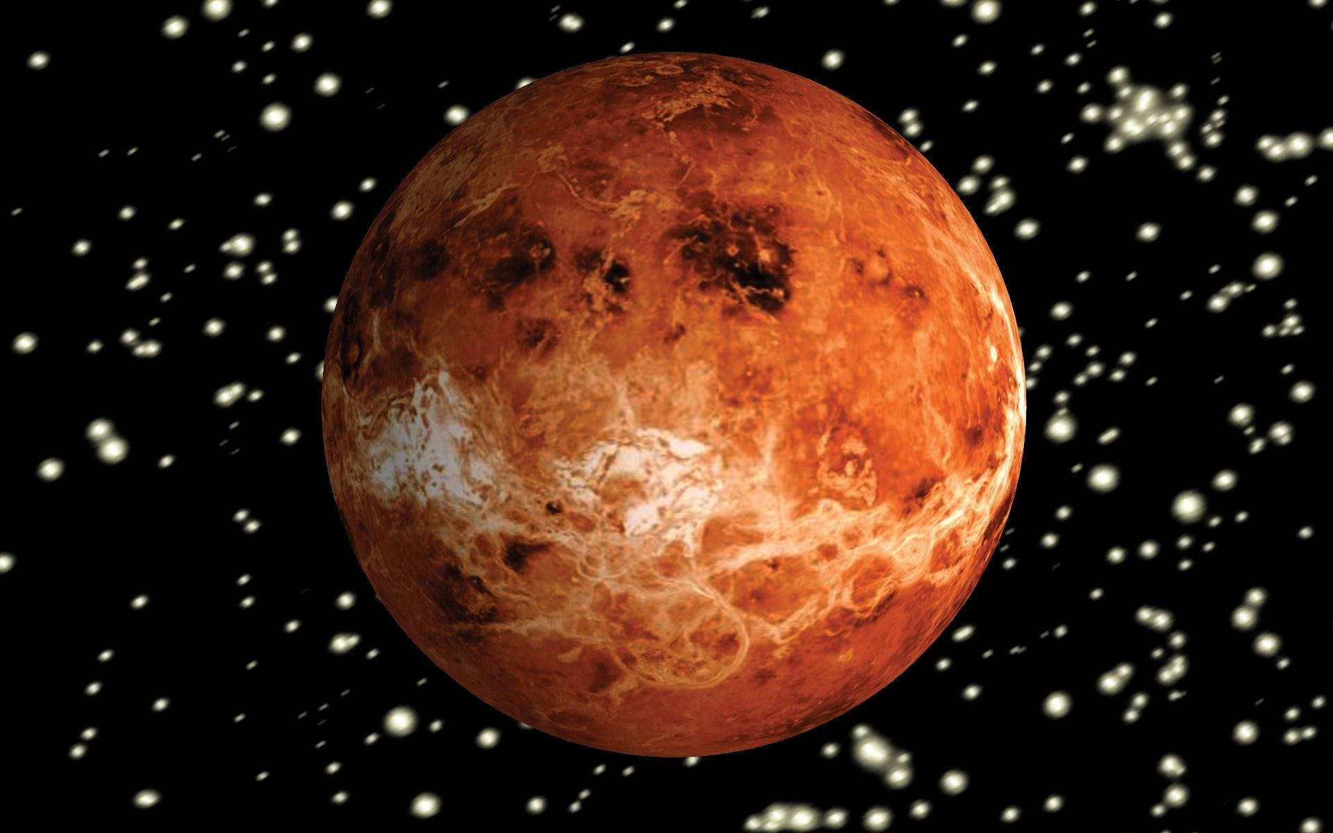 Venus, scattered stars, vivid orange planet, Full HD Desktop Wallpaper
