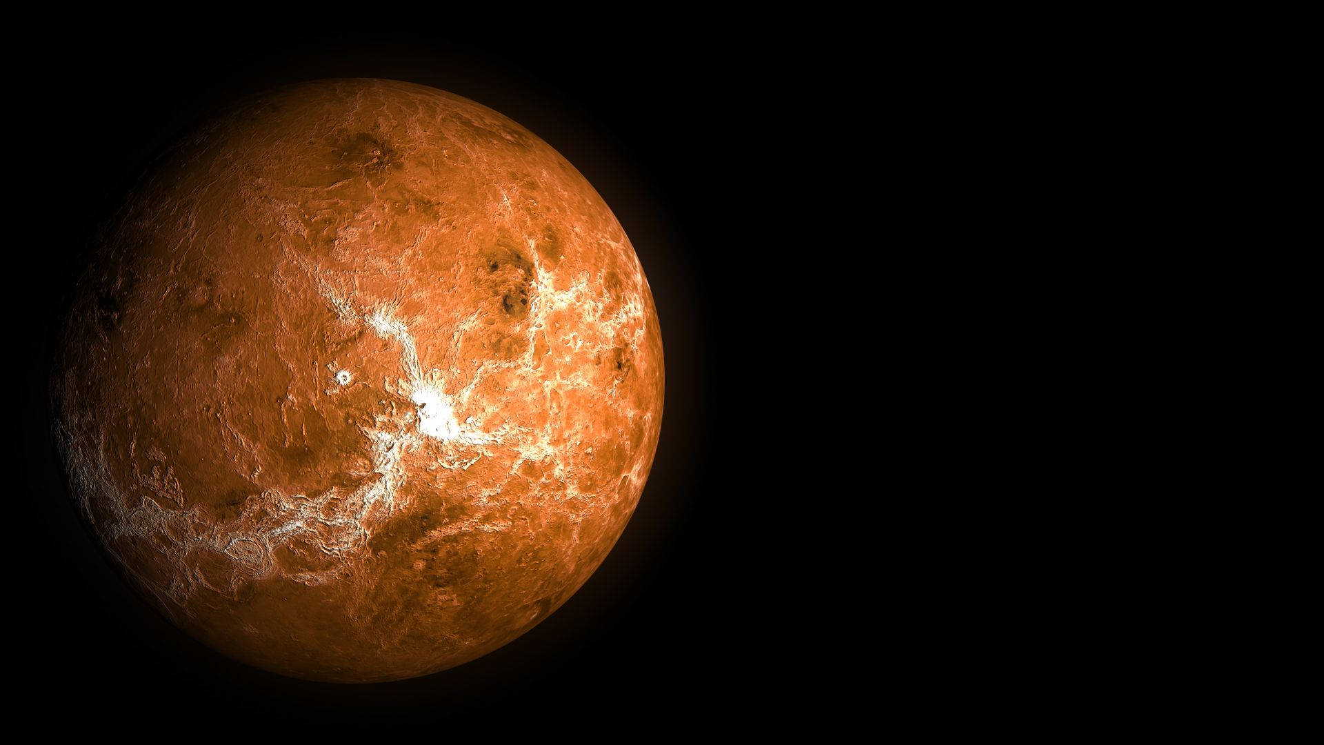 Venus, white cracks, glowing orange planet, Full HD Desktop Wallpaper