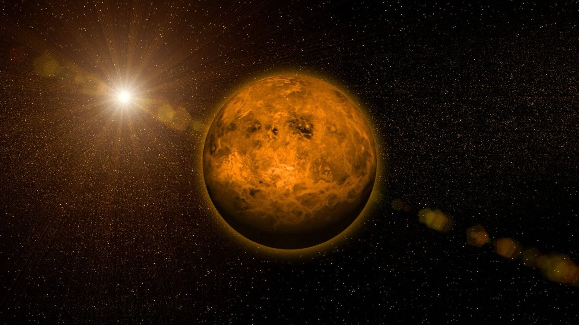 Venus, fiery orange planet, swirling clouds, Full HD Desktop Wallpaper