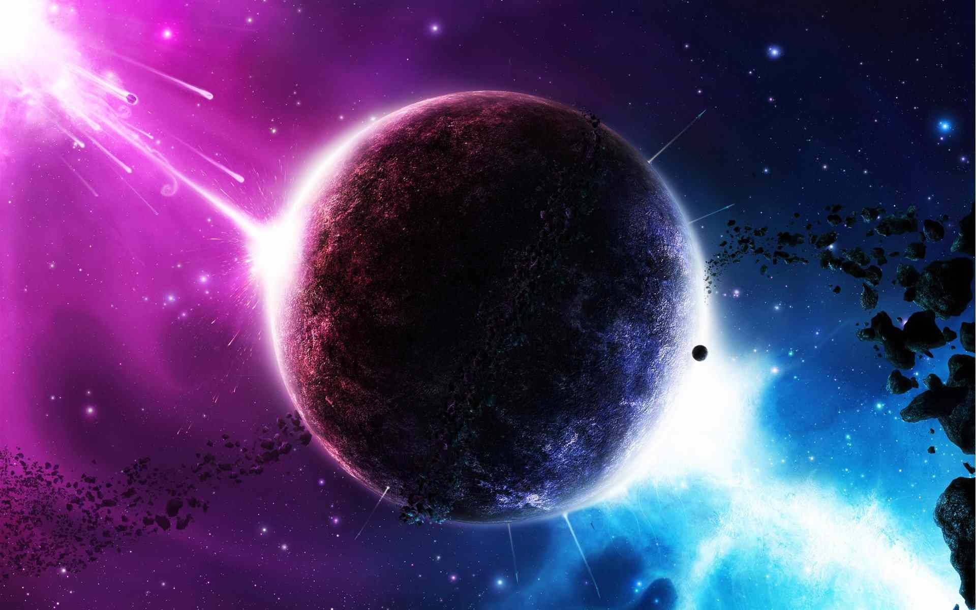 Venus, violet, blue light rays, Full HD Desktop Wallpaper