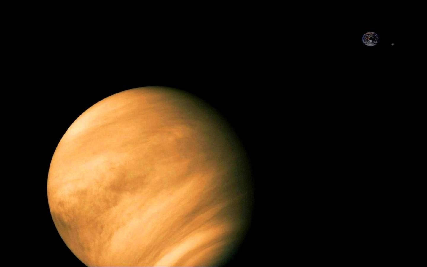 Venus, swirling orange clouds, Earth, HD Desktop Wallpaper