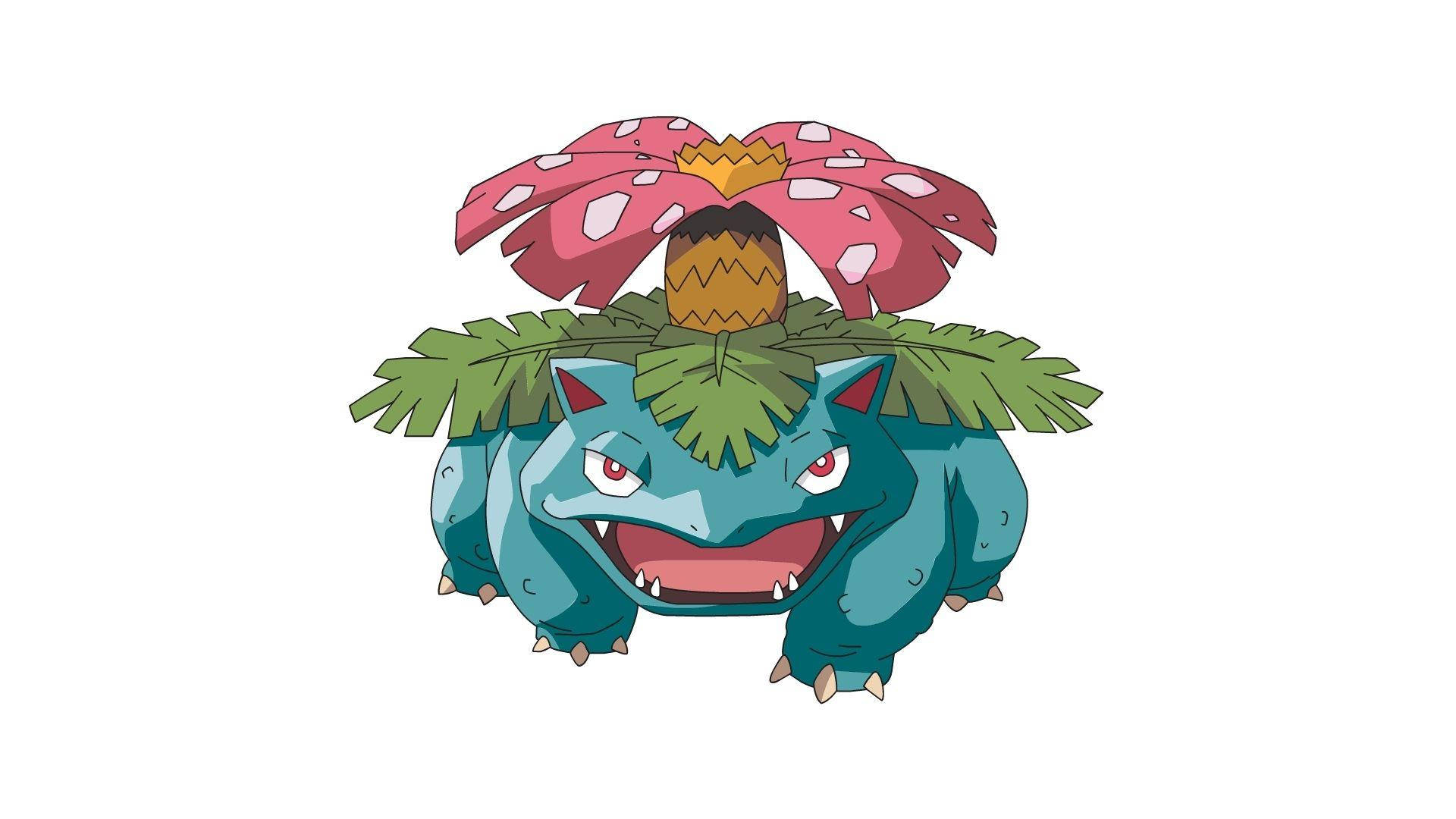 Venusaur, blue Pokémon, red eyes, Full HD Desktop Wallpaper